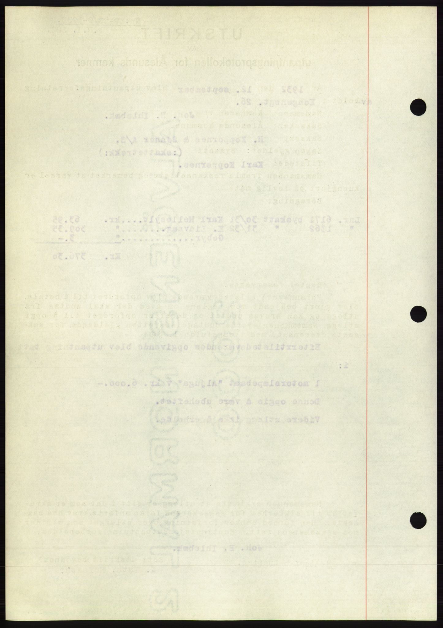 Ålesund byfogd, AV/SAT-A-4384: Pantebok nr. 30, 1932-1933, Tingl.dato: 23.09.1932