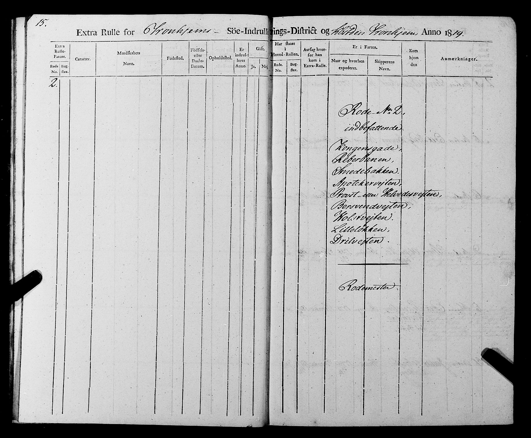 Sjøinnrulleringen - Trondhjemske distrikt, AV/SAT-A-5121/01/L0016/0001: -- / Rulle over Trondhjem distrikt, 1819, s. 15