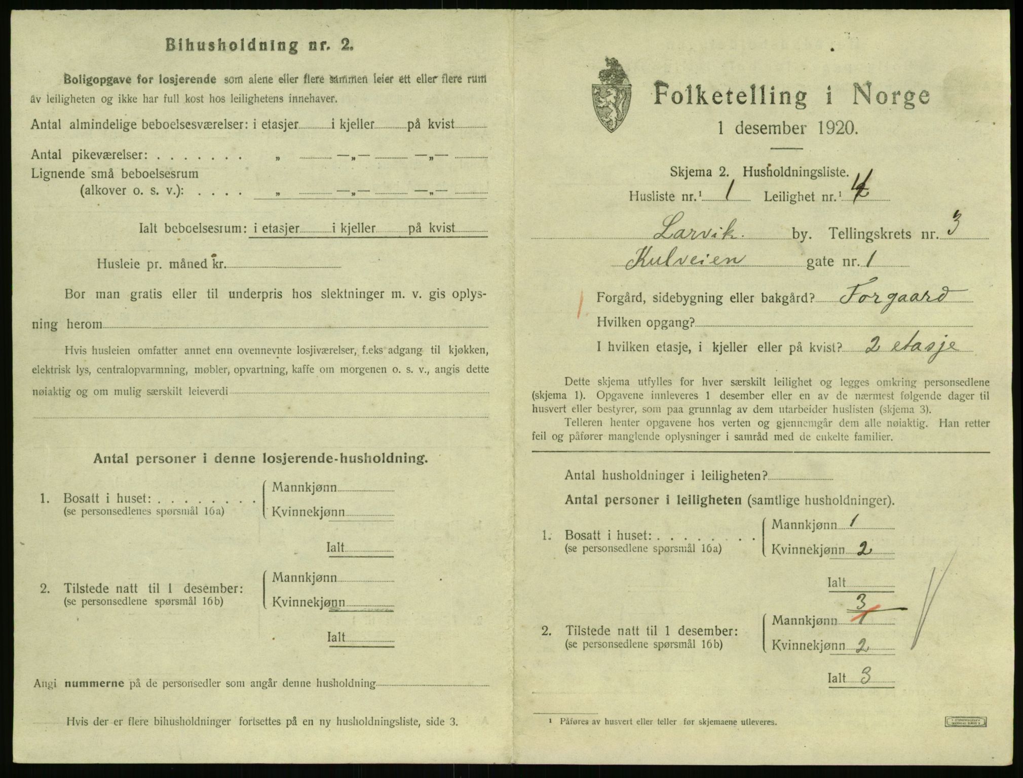 SAKO, Folketelling 1920 for 0707 Larvik kjøpstad, 1920, s. 3860