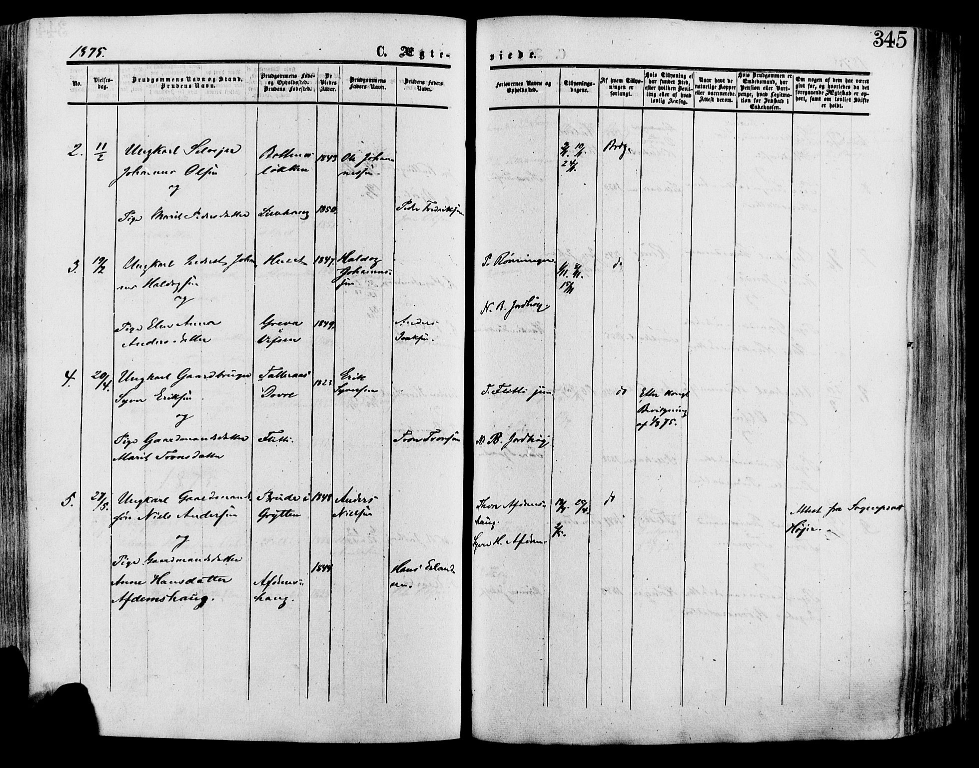 Lesja prestekontor, SAH/PREST-068/H/Ha/Haa/L0008: Ministerialbok nr. 8, 1854-1880, s. 345