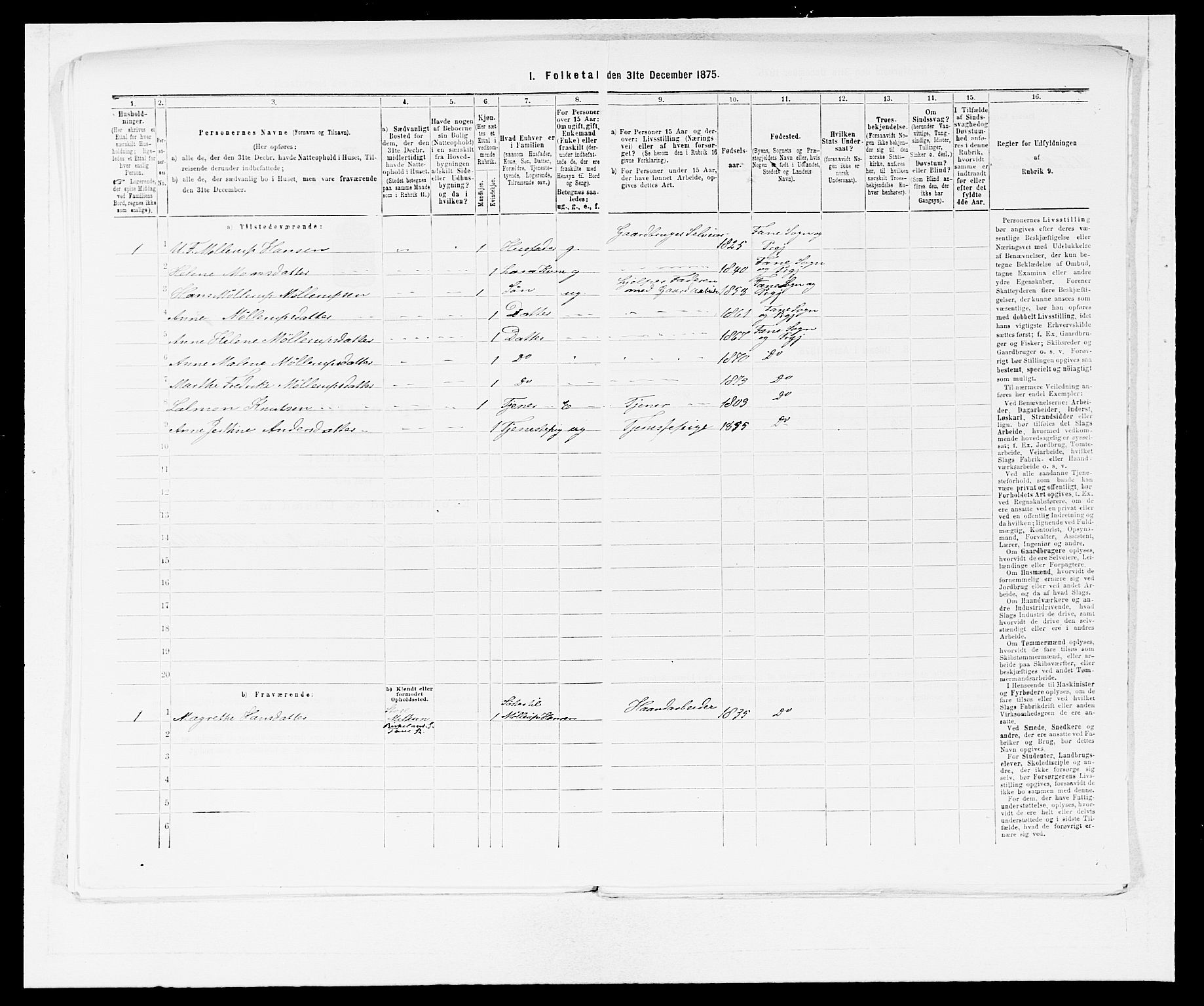 SAB, Folketelling 1875 for 1249P Fana prestegjeld, 1875, s. 915