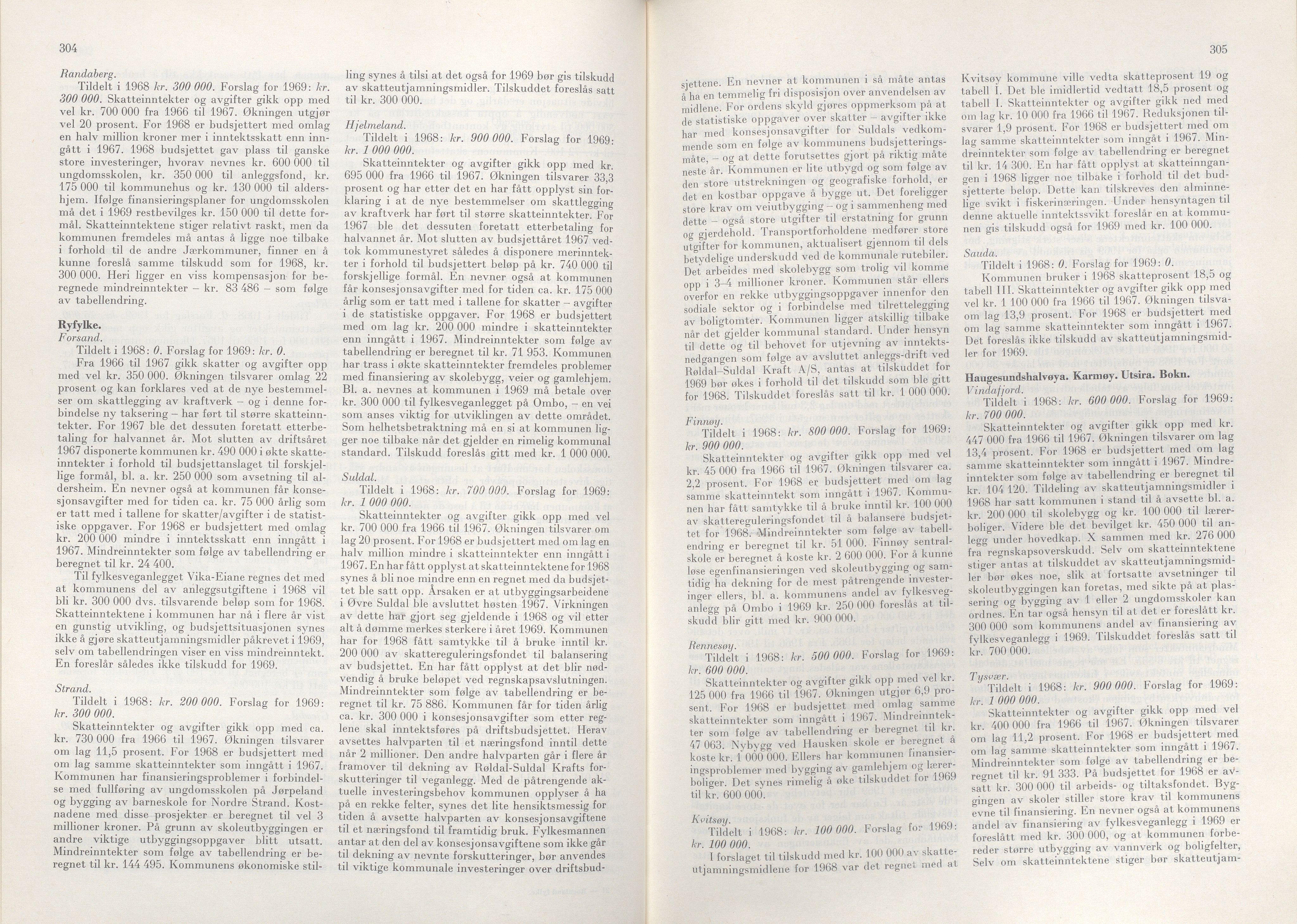Rogaland fylkeskommune - Fylkesrådmannen , IKAR/A-900/A/Aa/Aaa/L0088: Møtebok , 1968, s. 304-305