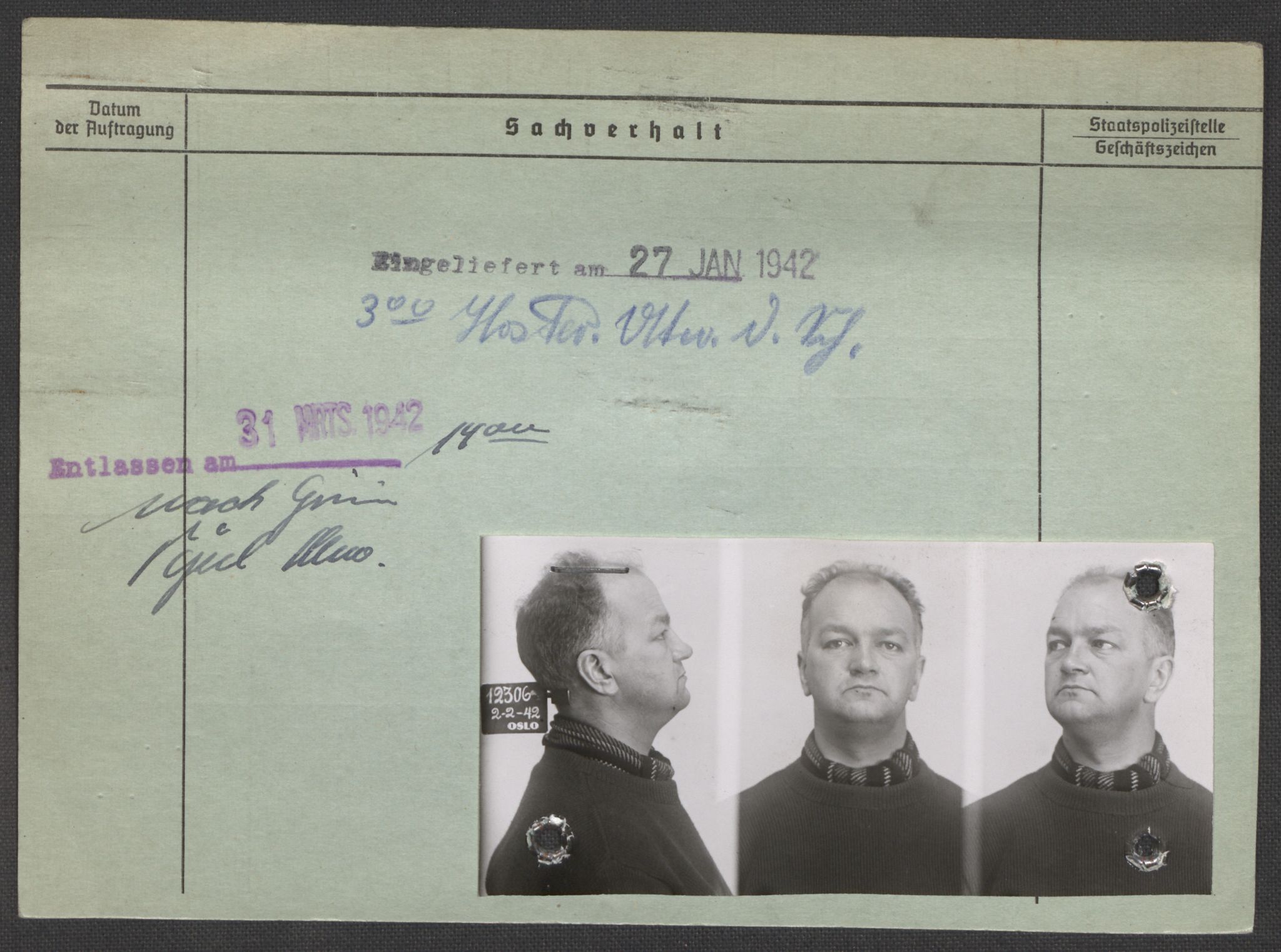 Befehlshaber der Sicherheitspolizei und des SD, RA/RAFA-5969/E/Ea/Eaa/L0001: Register over norske fanger i Møllergata 19: A-Bj, 1940-1945, s. 1204