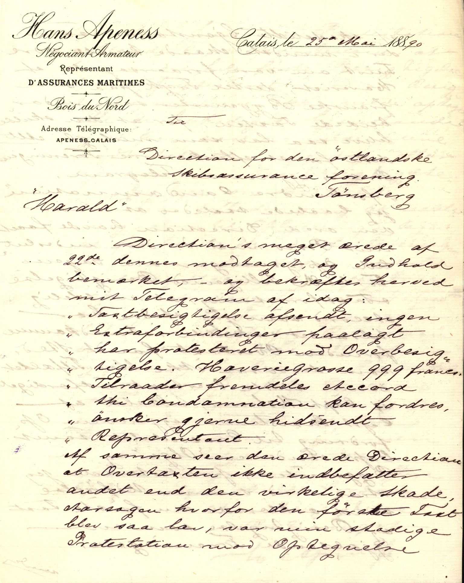 Pa 63 - Østlandske skibsassuranceforening, VEMU/A-1079/G/Ga/L0025/0004: Havaridokumenter / Imanuel, Hefhi, Guldregn, Haabet, Harald, Windsor, 1890, s. 99