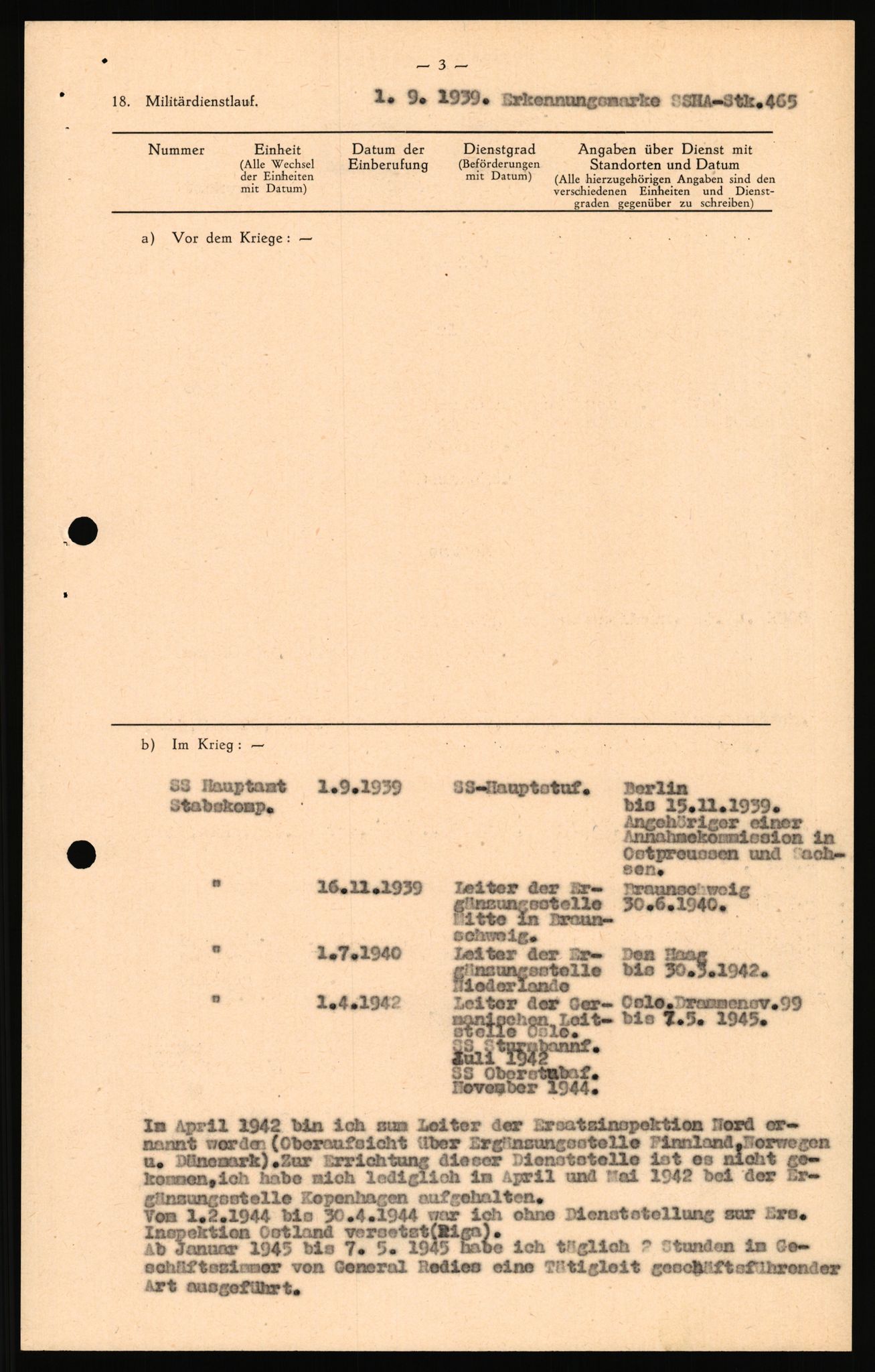 Forsvaret, Forsvarets overkommando II, AV/RA-RAFA-3915/D/Db/L0020: CI Questionaires. Tyske okkupasjonsstyrker i Norge. Tyskere., 1945-1946, s. 3