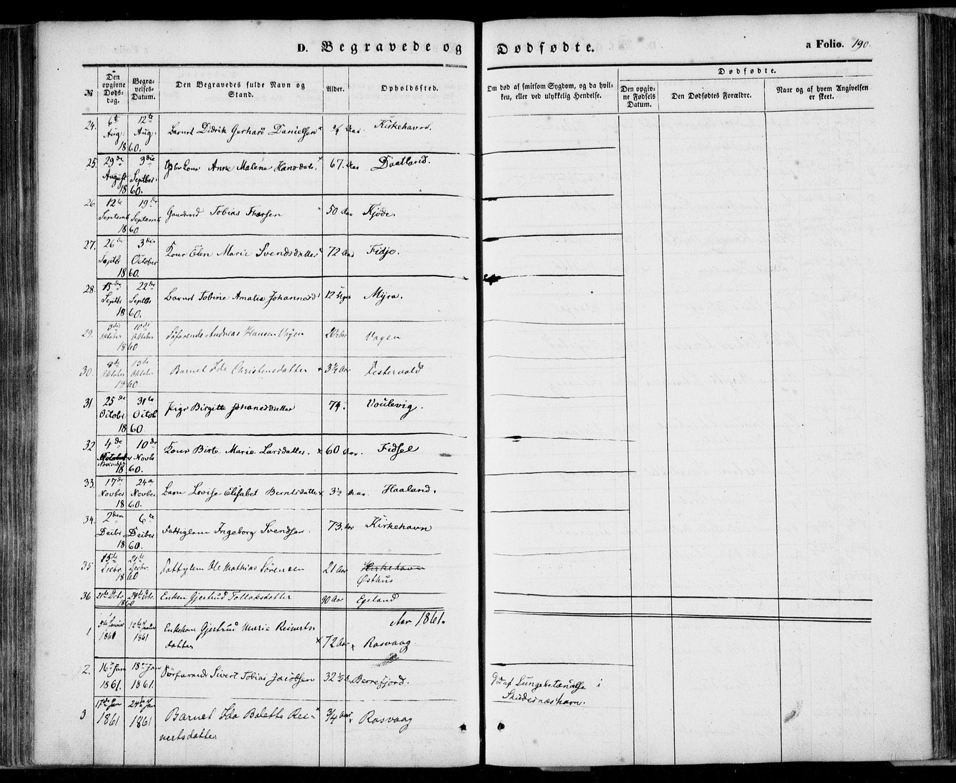 Flekkefjord sokneprestkontor, AV/SAK-1111-0012/F/Fa/Fab/L0004: Ministerialbok nr. A 4, 1850-1875, s. 190