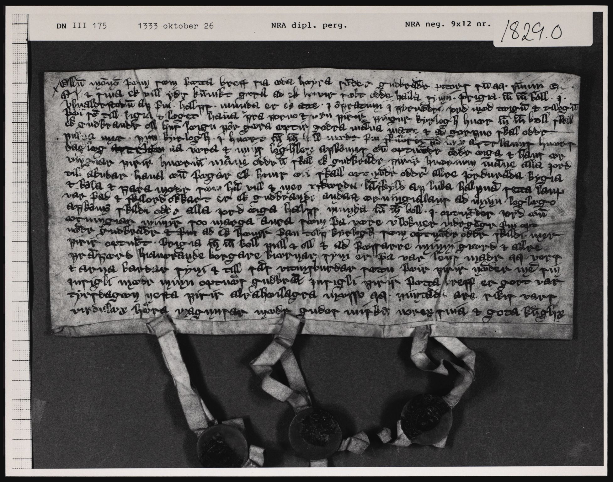Riksarkivets diplomsamling, AV/RA-EA-5965/F01/F01a/L0031: Dokumenter, 1333, s. 13