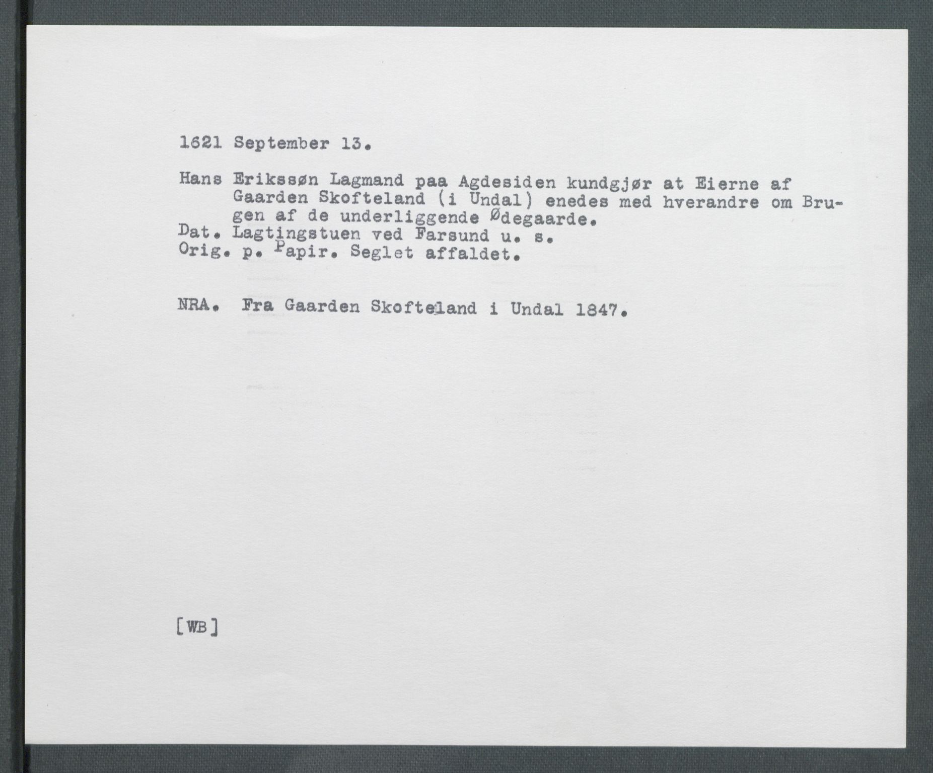 Riksarkivets diplomsamling, AV/RA-EA-5965/F02/L0129b: Dokumenter, 1621, s. 51