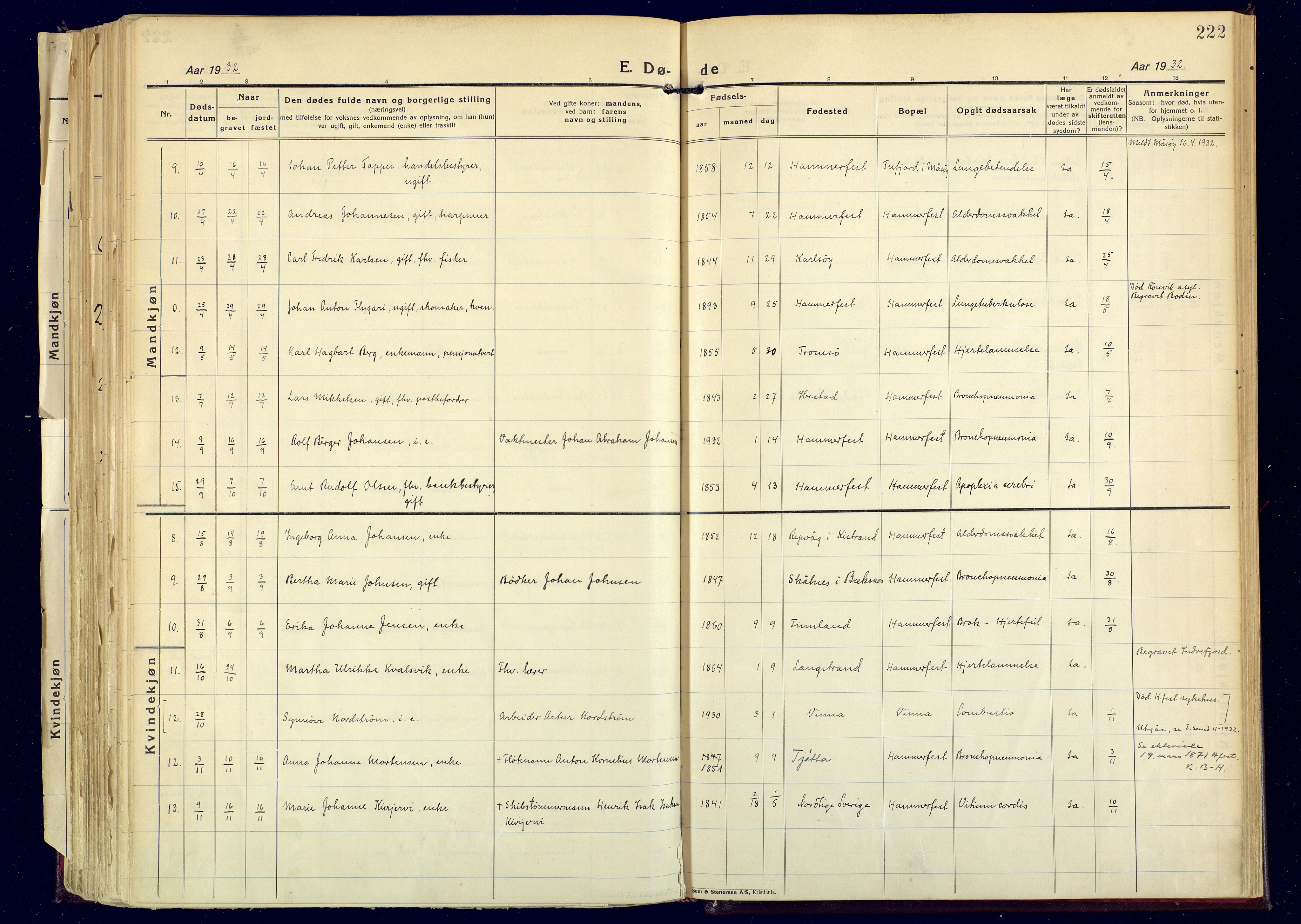 Hammerfest sokneprestkontor, SATØ/S-1347: Ministerialbok nr. 17, 1923-1933, s. 222