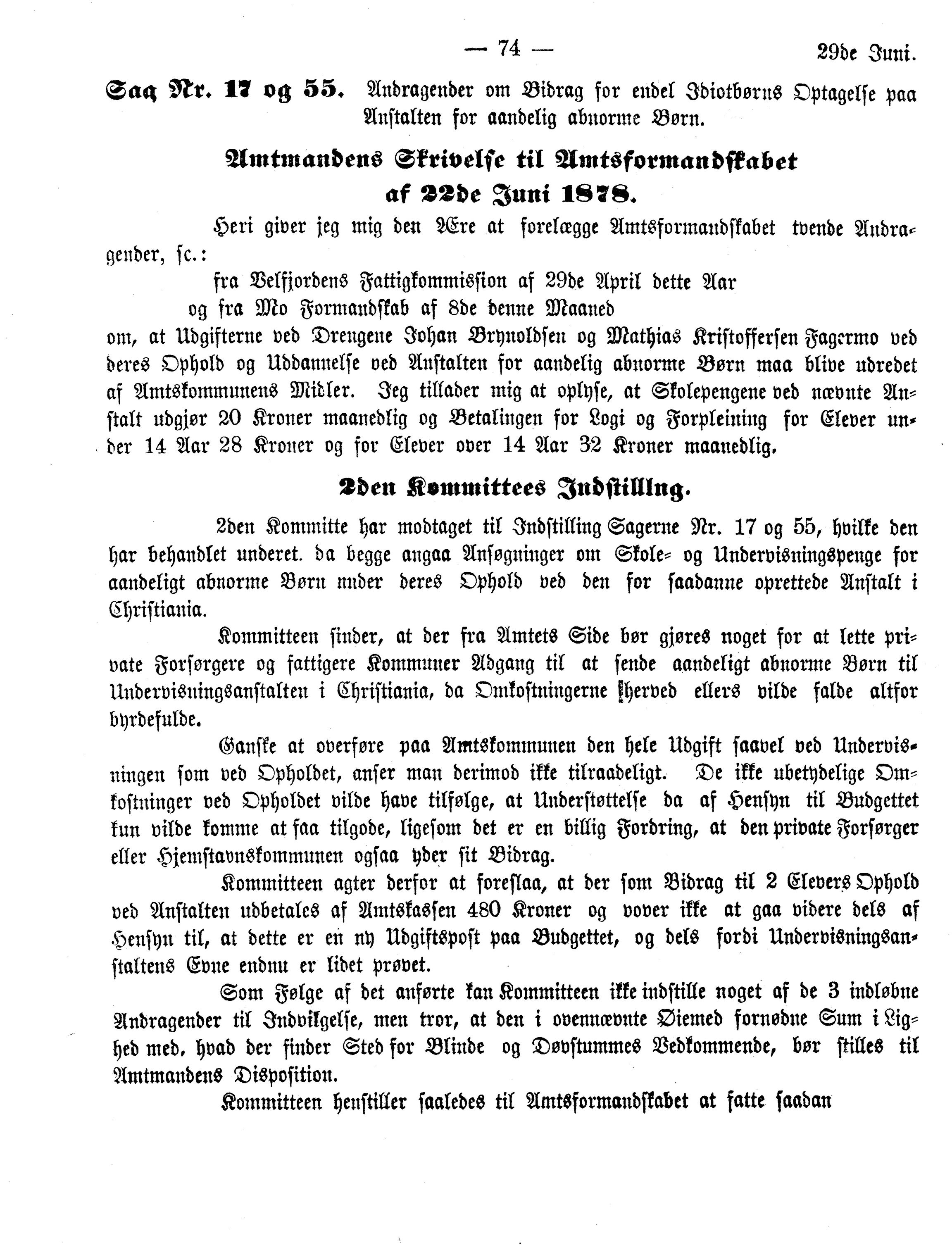 Nordland Fylkeskommune. Fylkestinget, AIN/NFK-17/176/A/Ac/L0012: Fylkestingsforhandlinger 1878, 1878