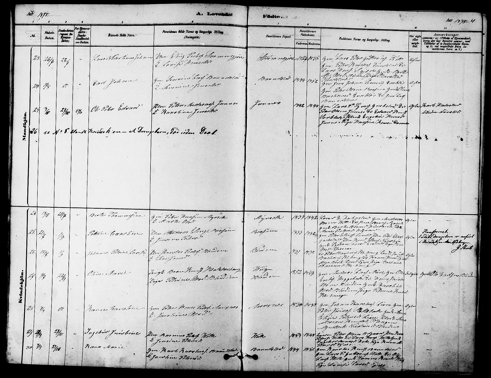 Ministerialprotokoller, klokkerbøker og fødselsregistre - Møre og Romsdal, AV/SAT-A-1454/523/L0339: Klokkerbok nr. 523C02, 1878-1891, s. 4