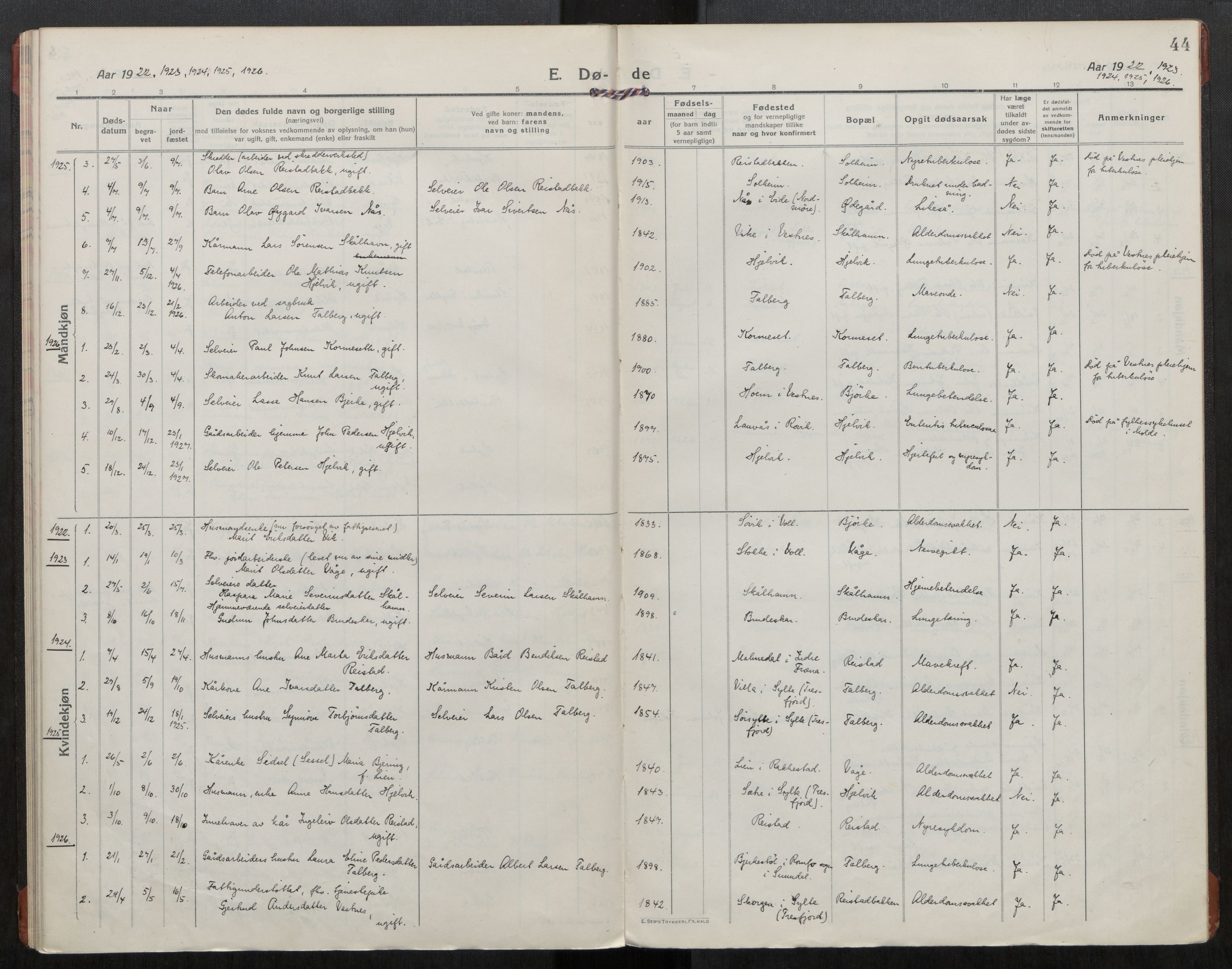 Ministerialprotokoller, klokkerbøker og fødselsregistre - Møre og Romsdal, AV/SAT-A-1454/550/L0622: Ministerialbok nr. 550A02, 1916-1931, s. 44