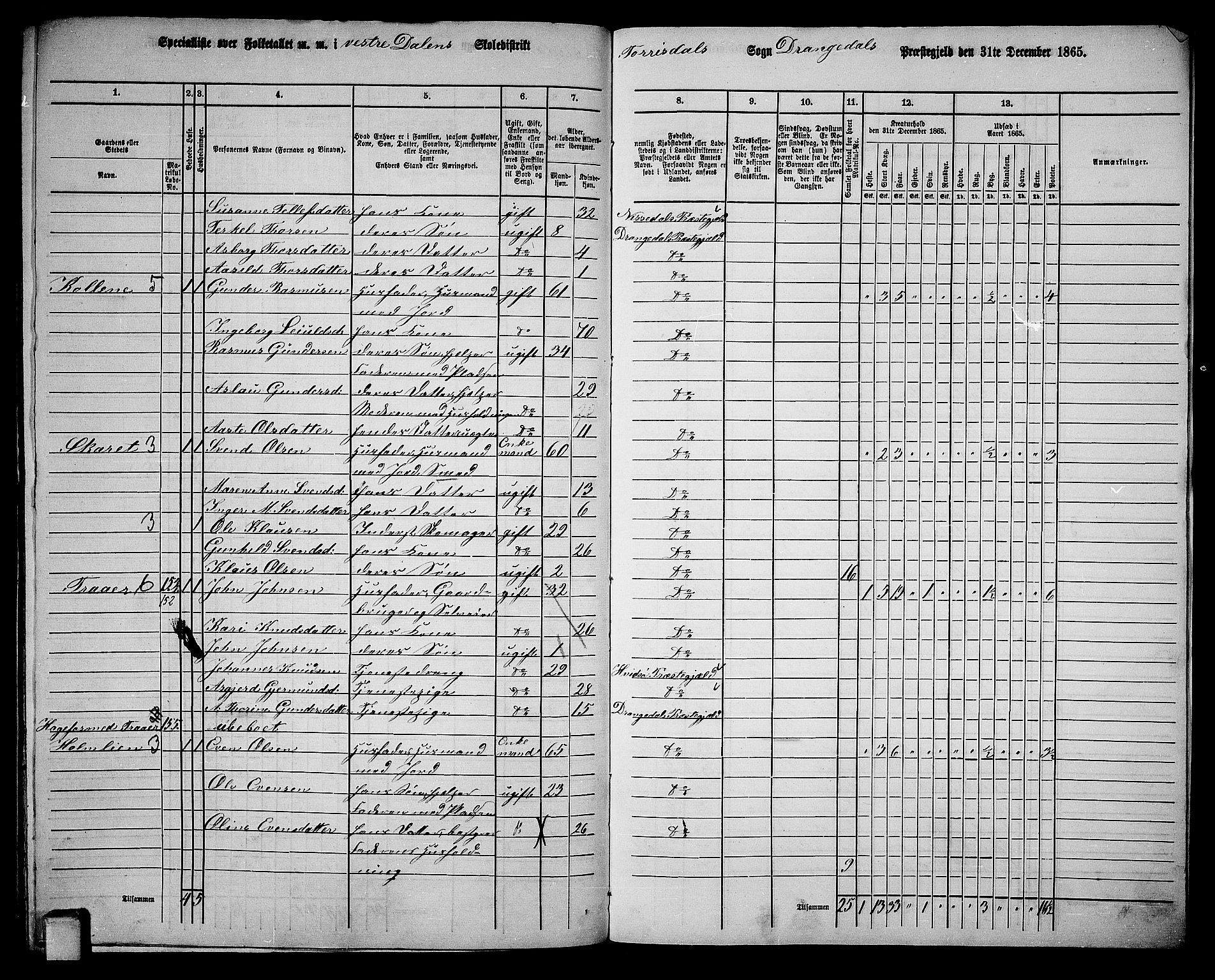 RA, Folketelling 1865 for 0817P Drangedal prestegjeld, 1865, s. 136