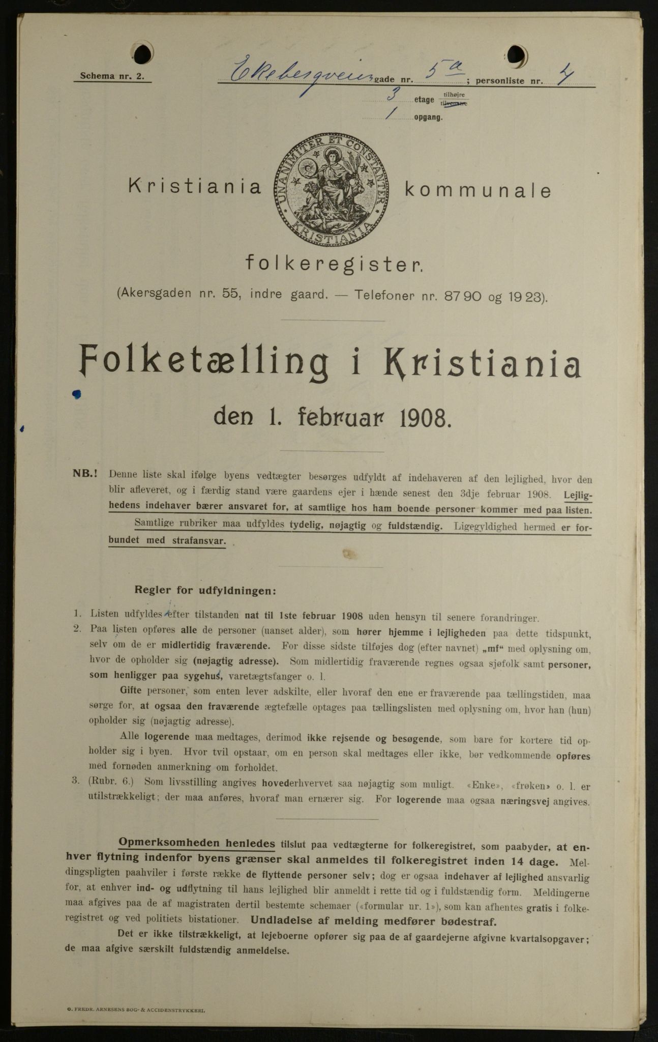 OBA, Kommunal folketelling 1.2.1908 for Kristiania kjøpstad, 1908, s. 18468