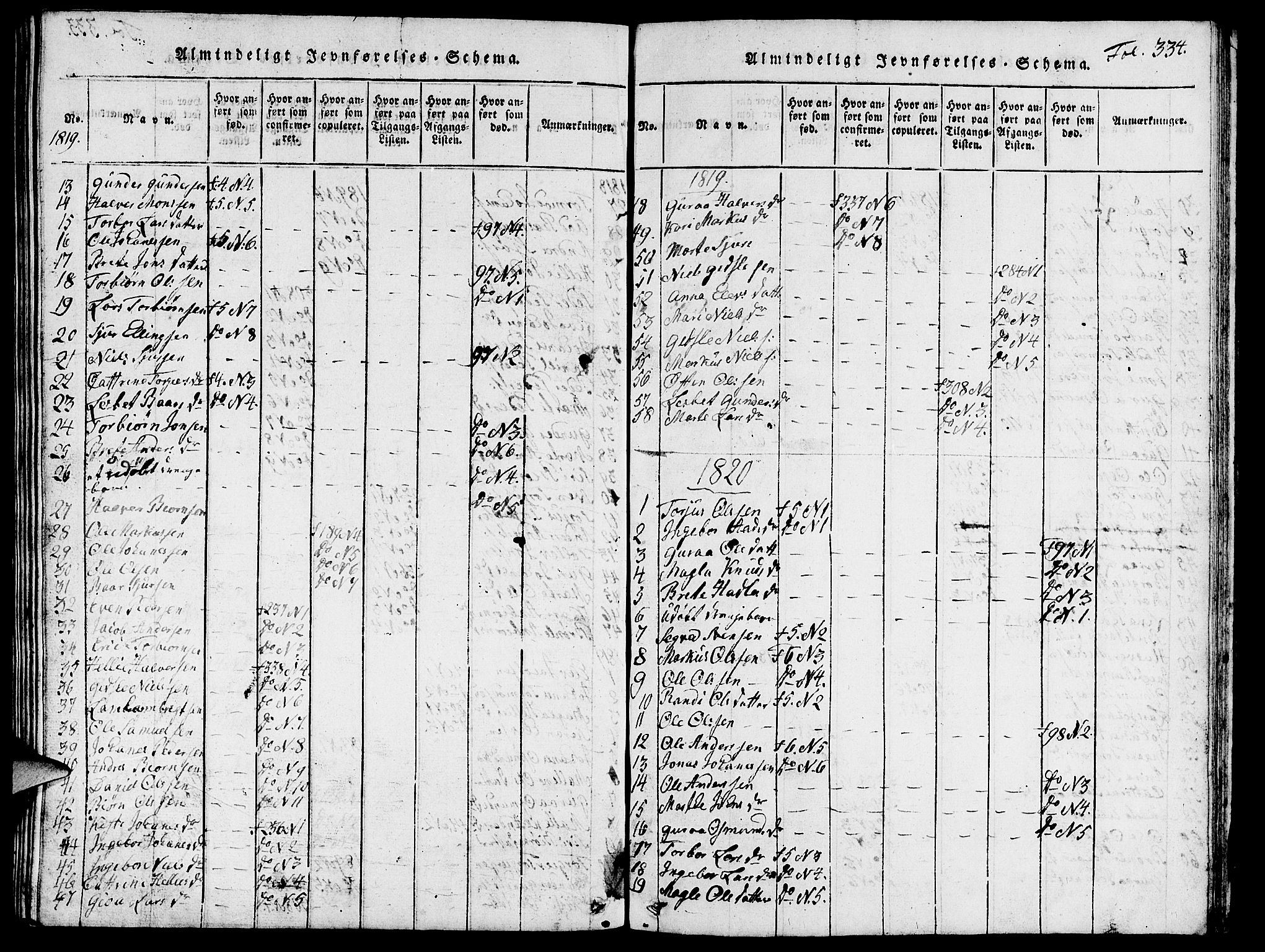 Vikedal sokneprestkontor, AV/SAST-A-101840/01/V: Klokkerbok nr. B 3, 1816-1867, s. 334