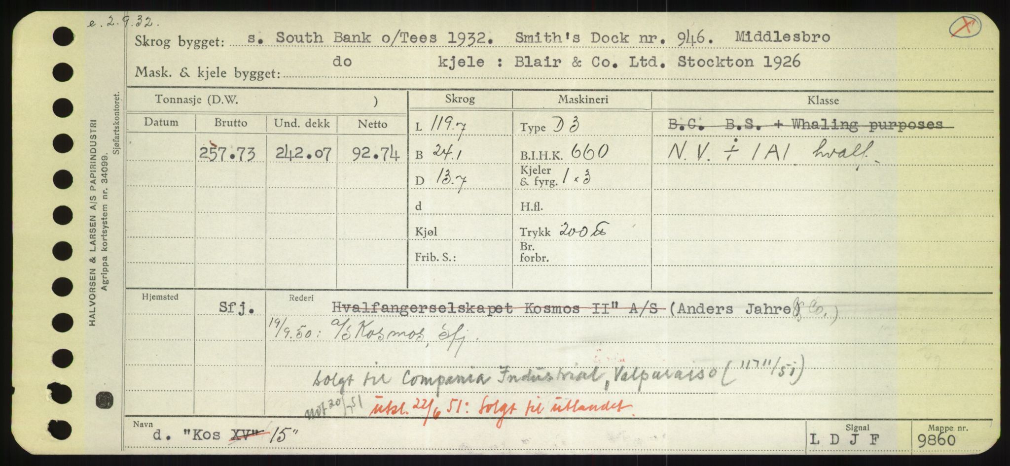 Sjøfartsdirektoratet med forløpere, Skipsmålingen, RA/S-1627/H/Hd/L0021: Fartøy, Kor-Kår, s. 45