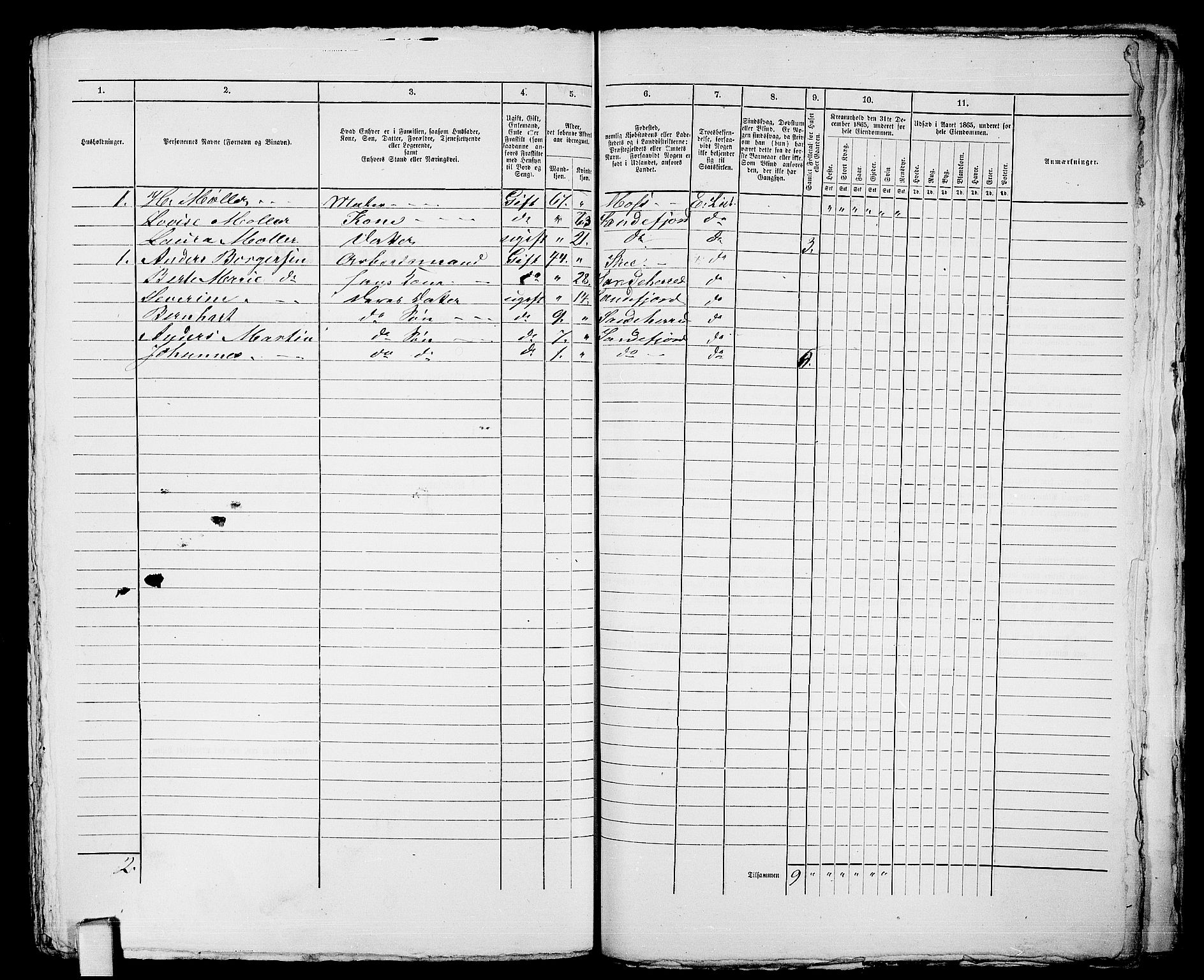 RA, Folketelling 1865 for 0706B Sandeherred prestegjeld, Sandefjord kjøpstad, 1865, s. 533