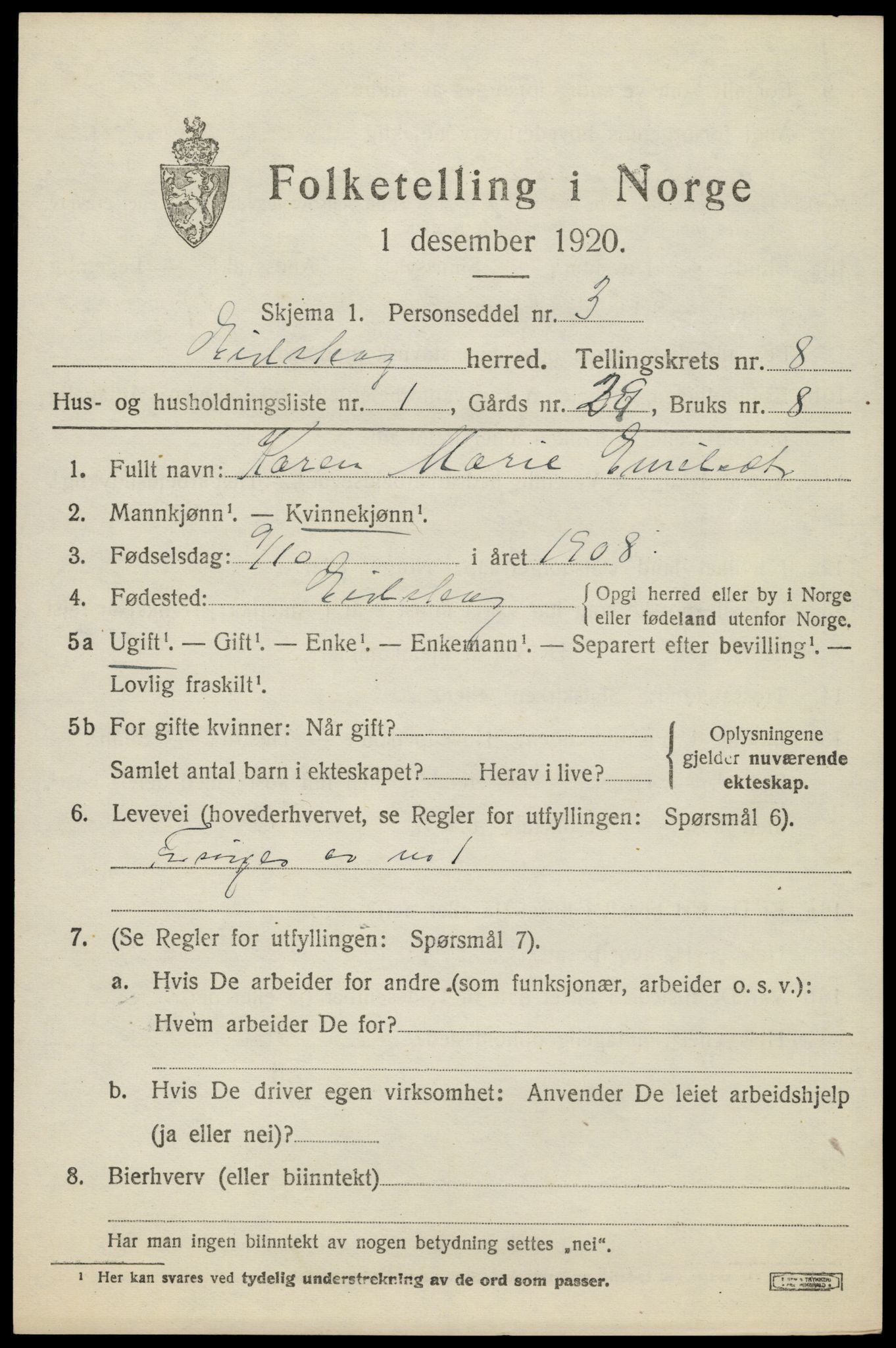 SAH, Folketelling 1920 for 0420 Eidskog herred, 1920, s. 8809