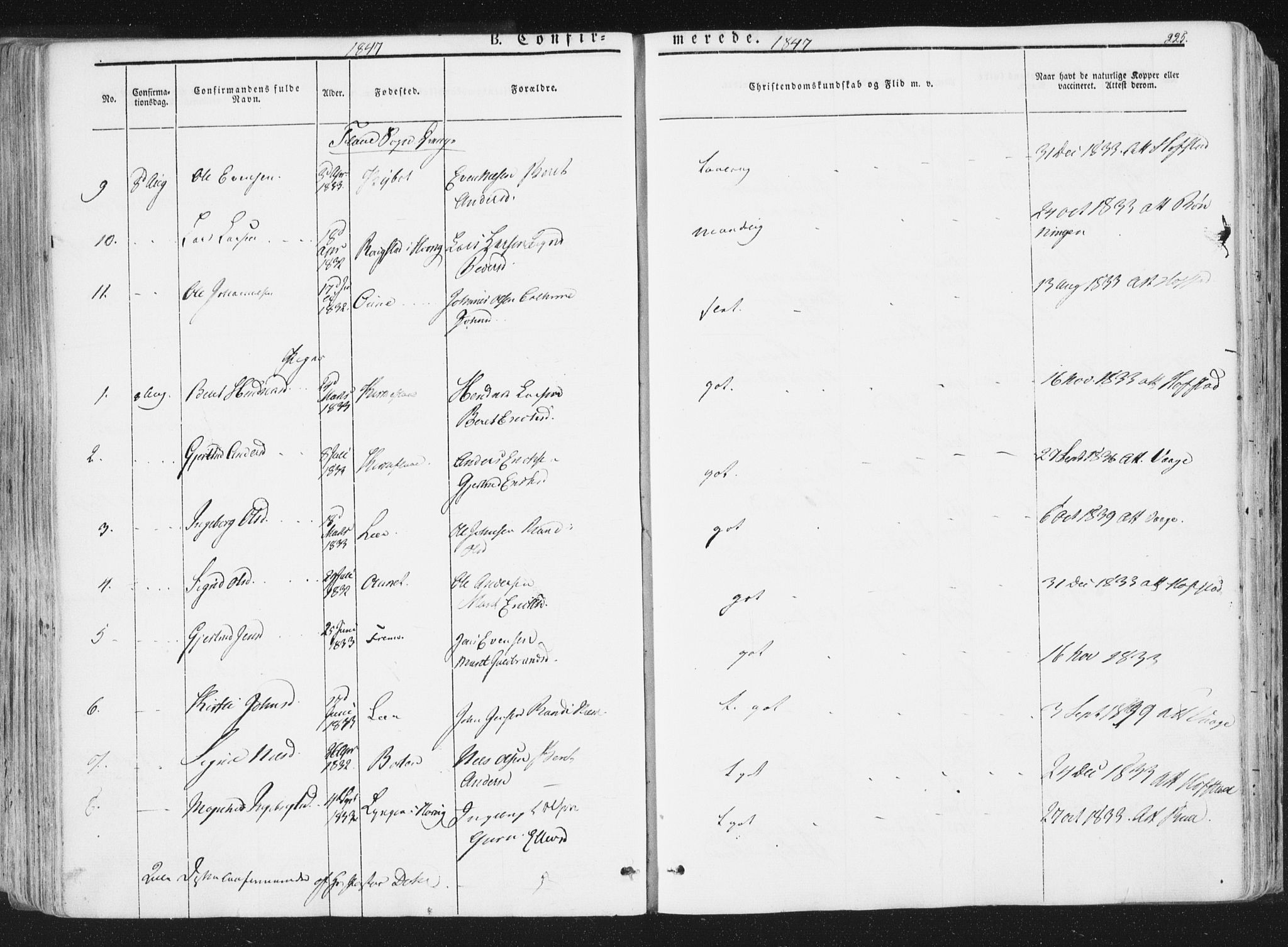 Ministerialprotokoller, klokkerbøker og fødselsregistre - Sør-Trøndelag, SAT/A-1456/691/L1074: Ministerialbok nr. 691A06, 1842-1852, s. 225