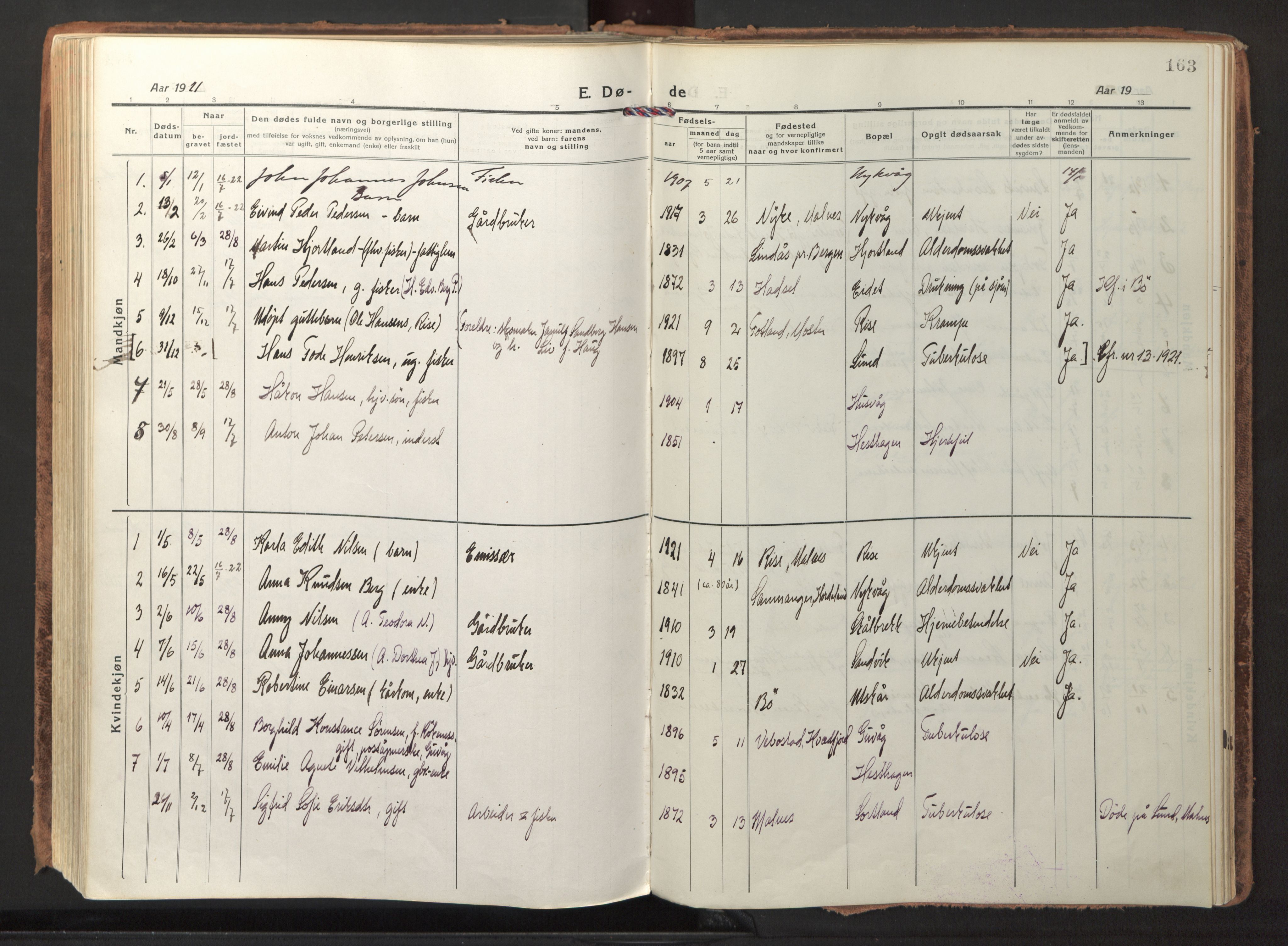 Ministerialprotokoller, klokkerbøker og fødselsregistre - Nordland, AV/SAT-A-1459/892/L1323: Ministerialbok nr. 892A04, 1917-1934, s. 163