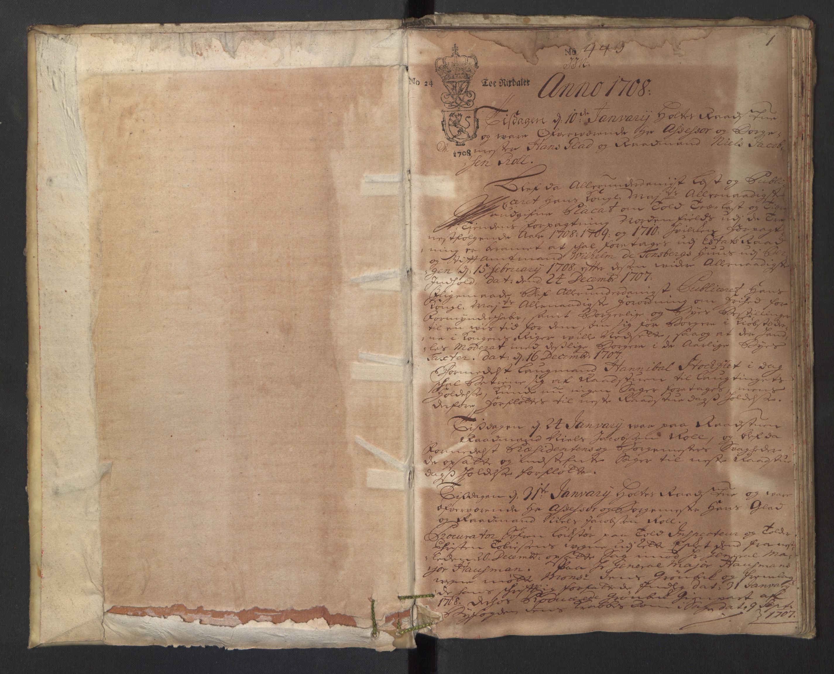 Christiania rådstuerett, AV/SAO-A-11132/F/Fa/L0030: Justisprotokoll, 1708, s. 0b-1a