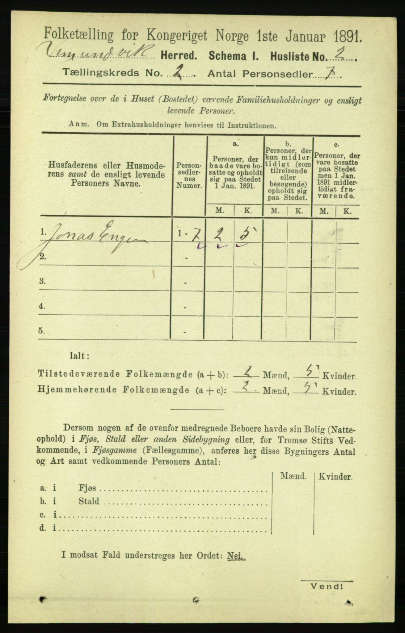 RA, Folketelling 1891 for 1745 Vemundvik herred, 1891, s. 506