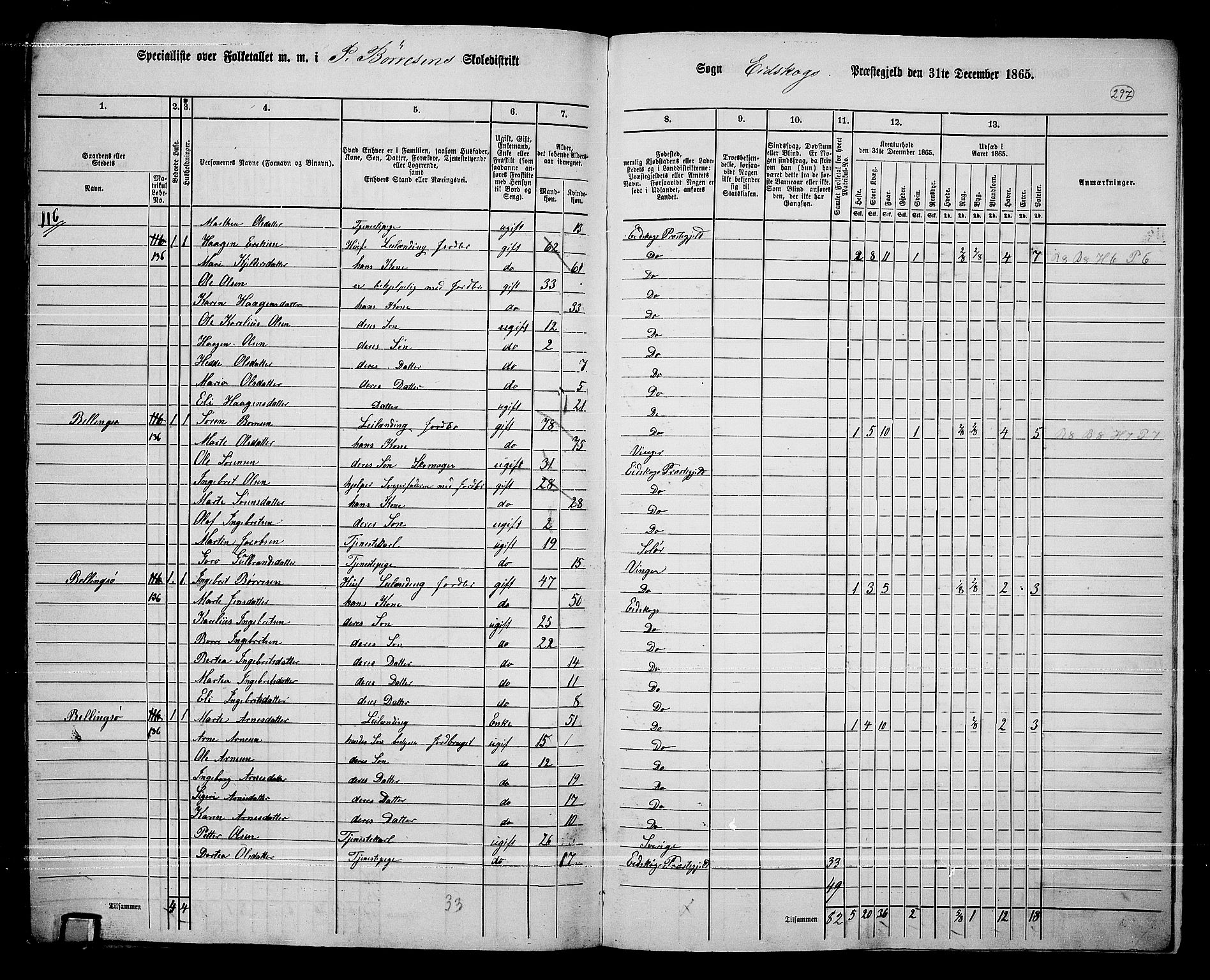 RA, Folketelling 1865 for 0420P Eidskog prestegjeld, 1865, s. 272