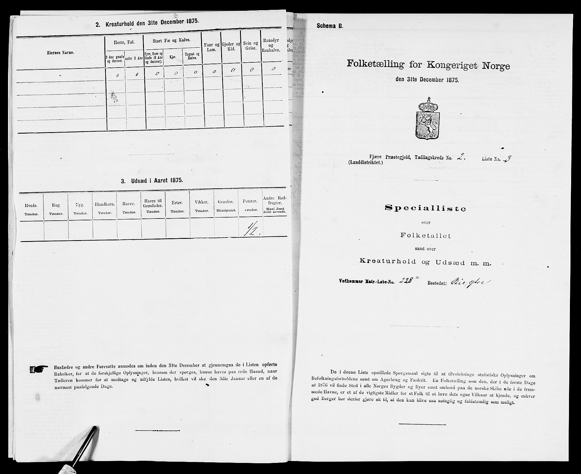 SAK, Folketelling 1875 for 0923L Fjære prestegjeld, Fjære sokn, 1875, s. 525