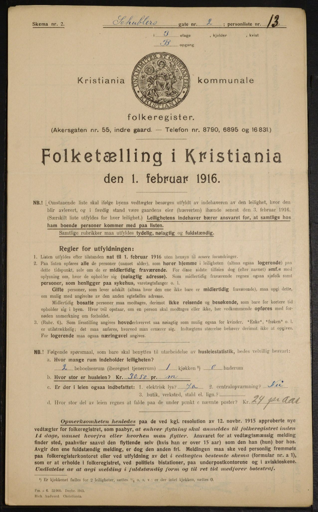 OBA, Kommunal folketelling 1.2.1916 for Kristiania, 1916, s. 95130