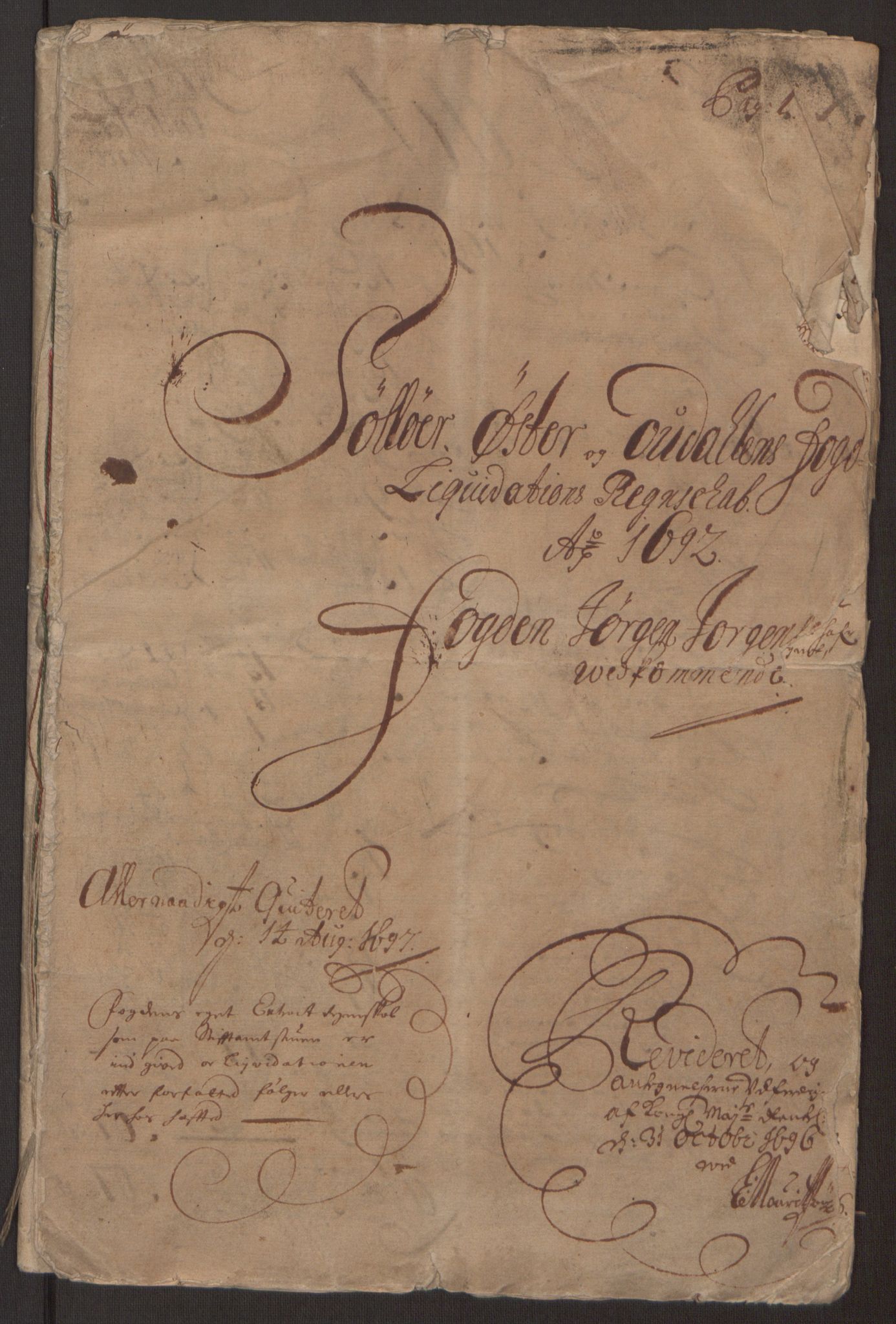 Rentekammeret inntil 1814, Reviderte regnskaper, Fogderegnskap, AV/RA-EA-4092/R13/L0830: Fogderegnskap Solør, Odal og Østerdal, 1692, s. 4