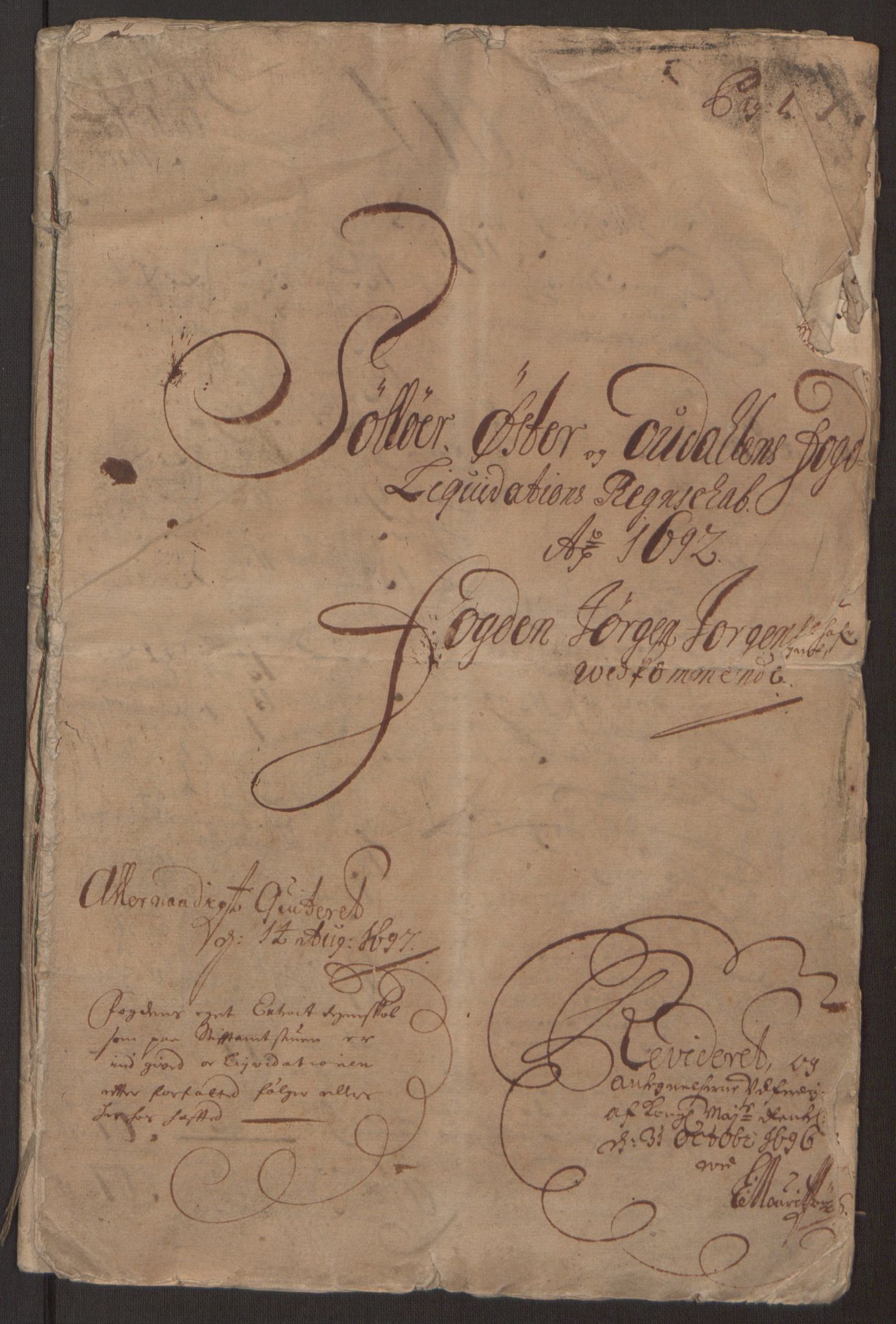 Rentekammeret inntil 1814, Reviderte regnskaper, Fogderegnskap, RA/EA-4092/R13/L0830: Fogderegnskap Solør, Odal og Østerdal, 1692, s. 4