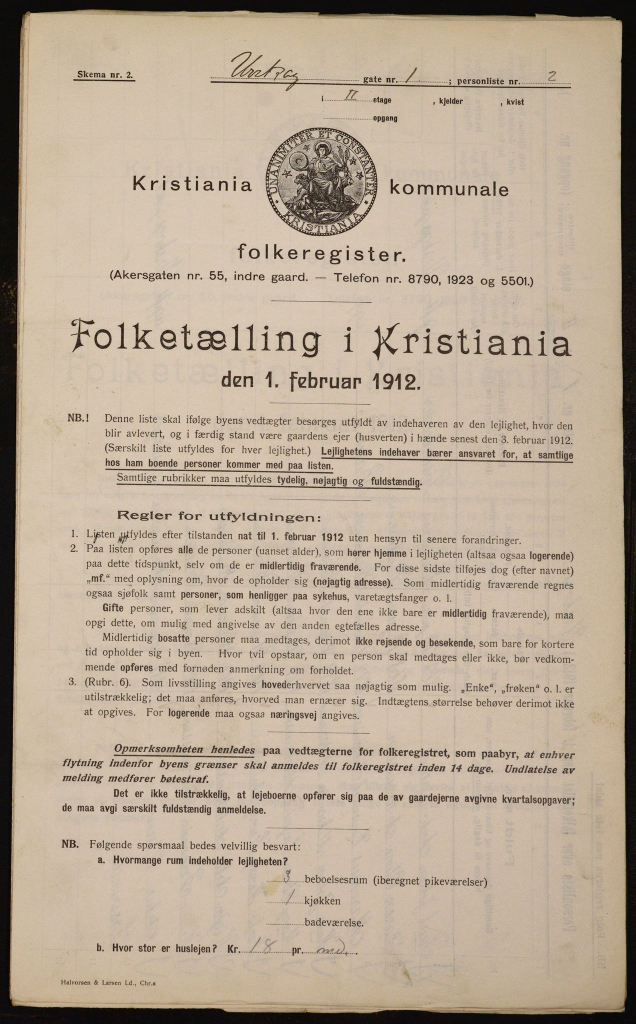 OBA, Kommunal folketelling 1.2.1912 for Kristiania, 1912, s. 2456