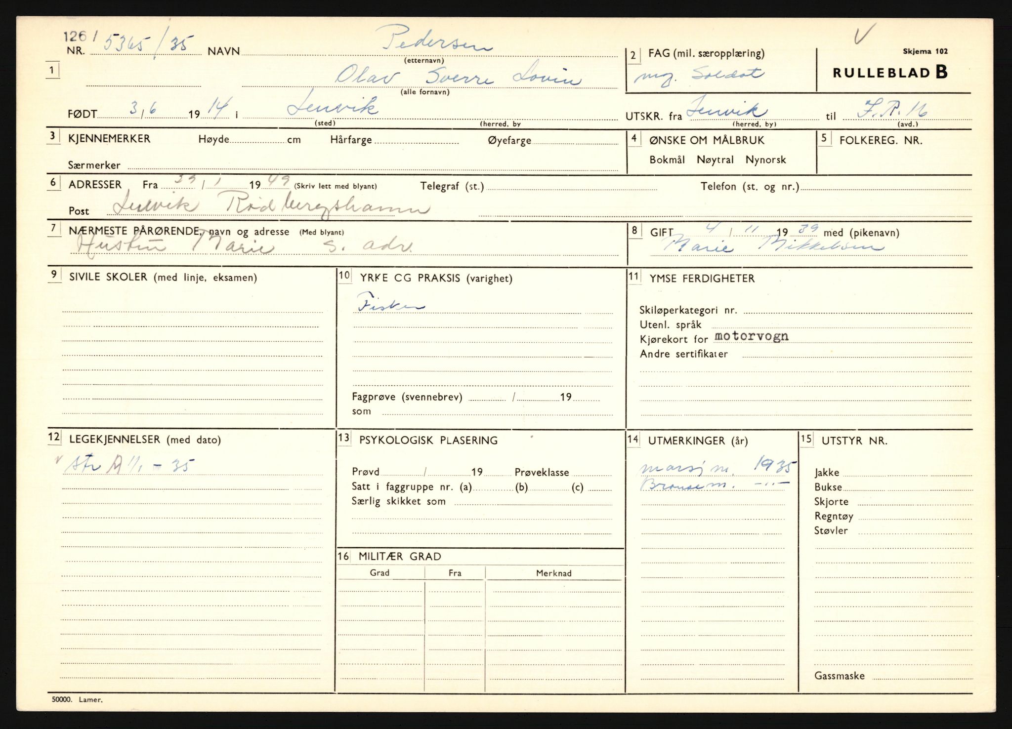 Forsvaret, Troms infanteriregiment nr. 16, AV/RA-RAFA-3146/P/Pa/L0019: Rulleblad for regimentets menige mannskaper, årsklasse 1935, 1935, s. 1021