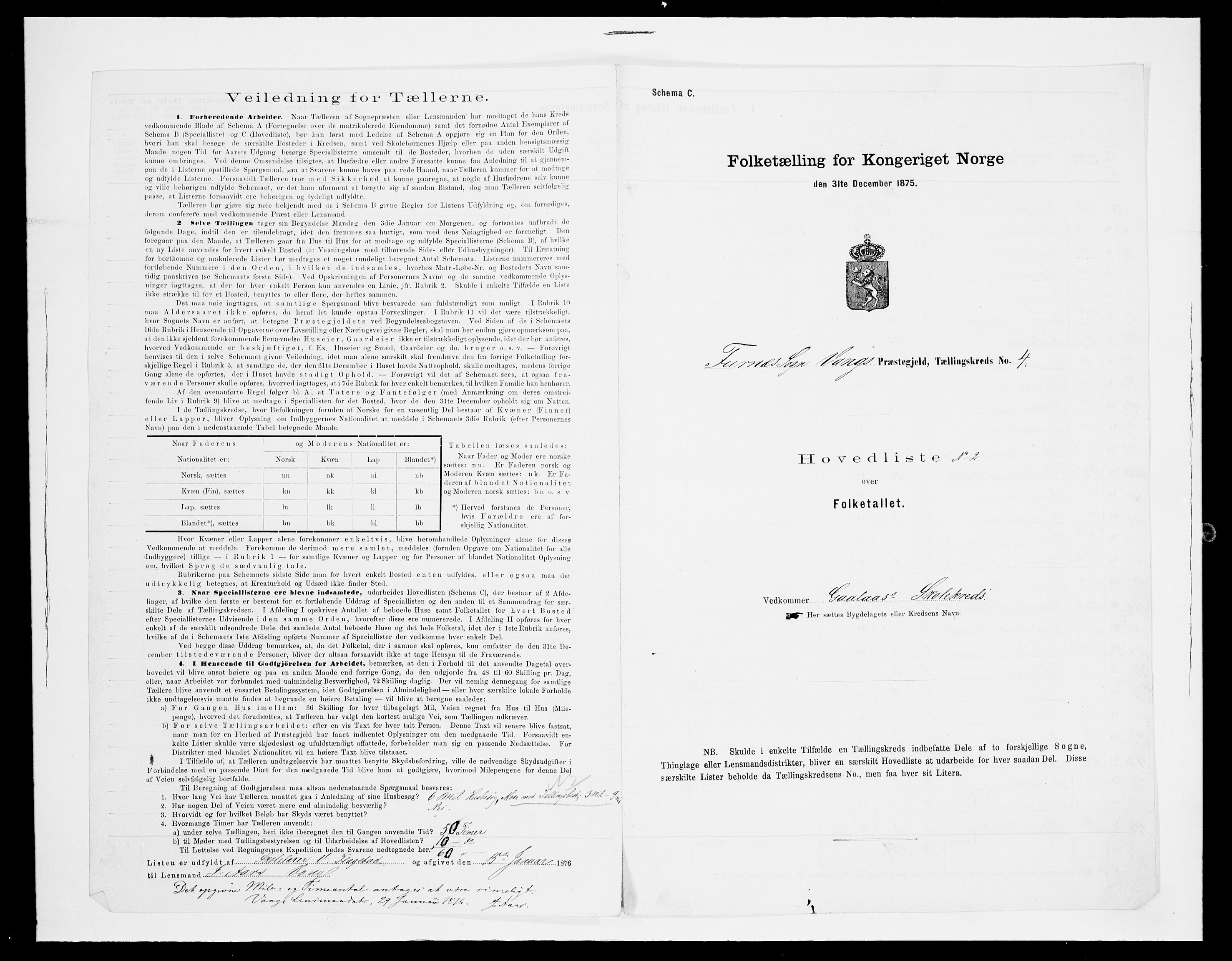 SAH, Folketelling 1875 for 0414L Vang prestegjeld, Vang sokn og Furnes sokn, 1875, s. 50