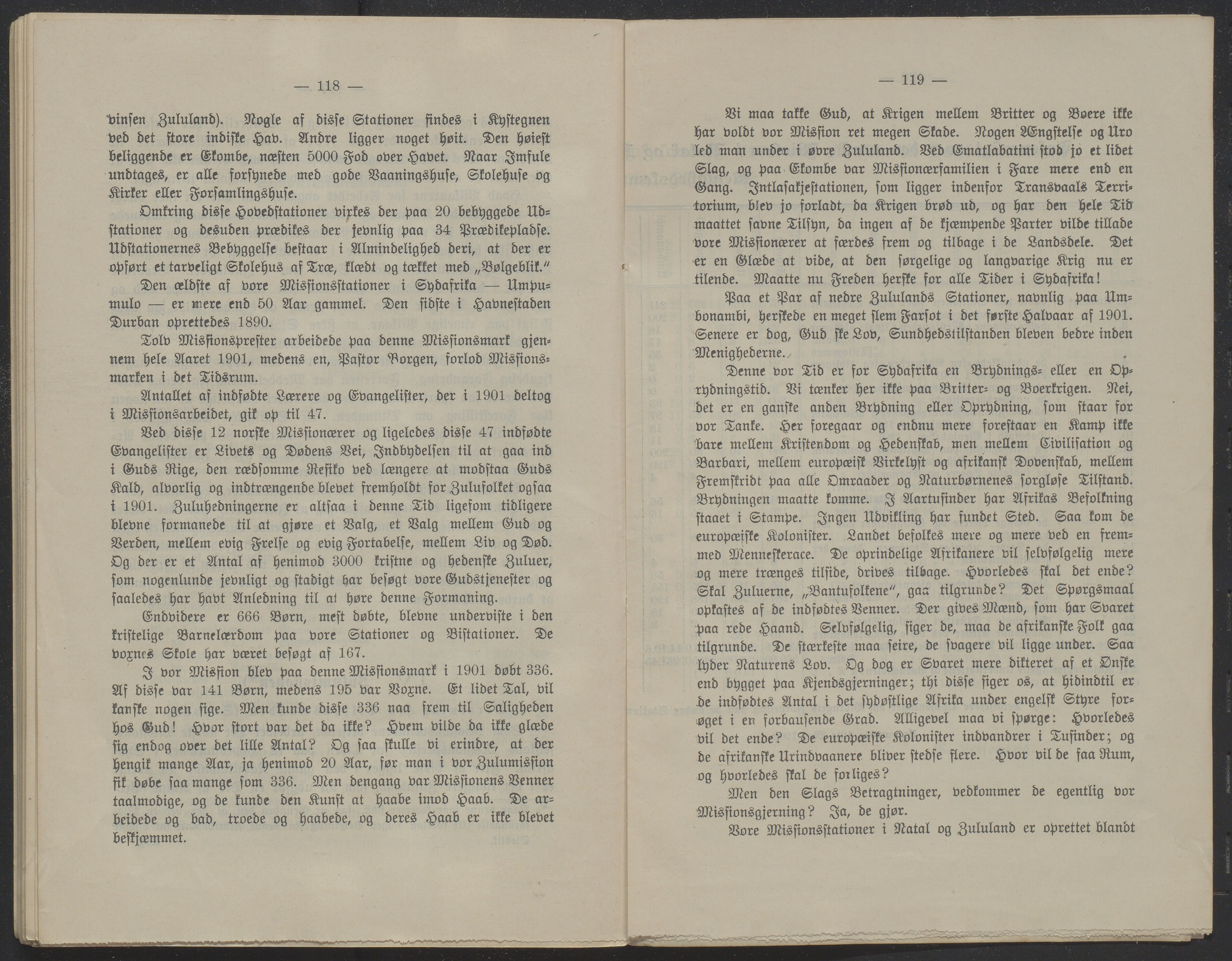 Det Norske Misjonsselskap - hovedadministrasjonen, VID/MA-A-1045/D/Db/Dba/L0340/0002: Beretninger, Bøker, Skrifter o.l   / Årsberetninger. Heftet. 60. , 1901, s. 118-119