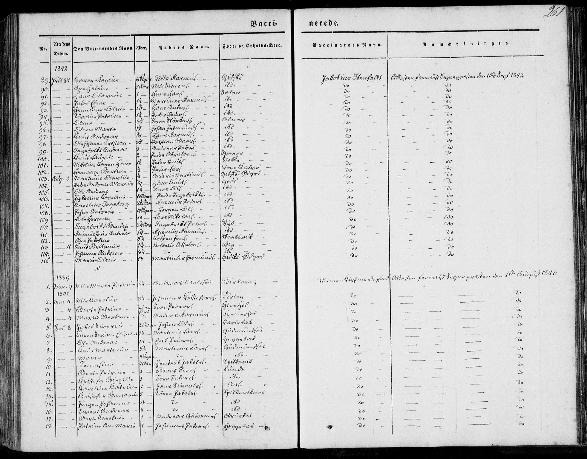 Ministerialprotokoller, klokkerbøker og fødselsregistre - Møre og Romsdal, SAT/A-1454/528/L0396: Ministerialbok nr. 528A07, 1839-1847, s. 261