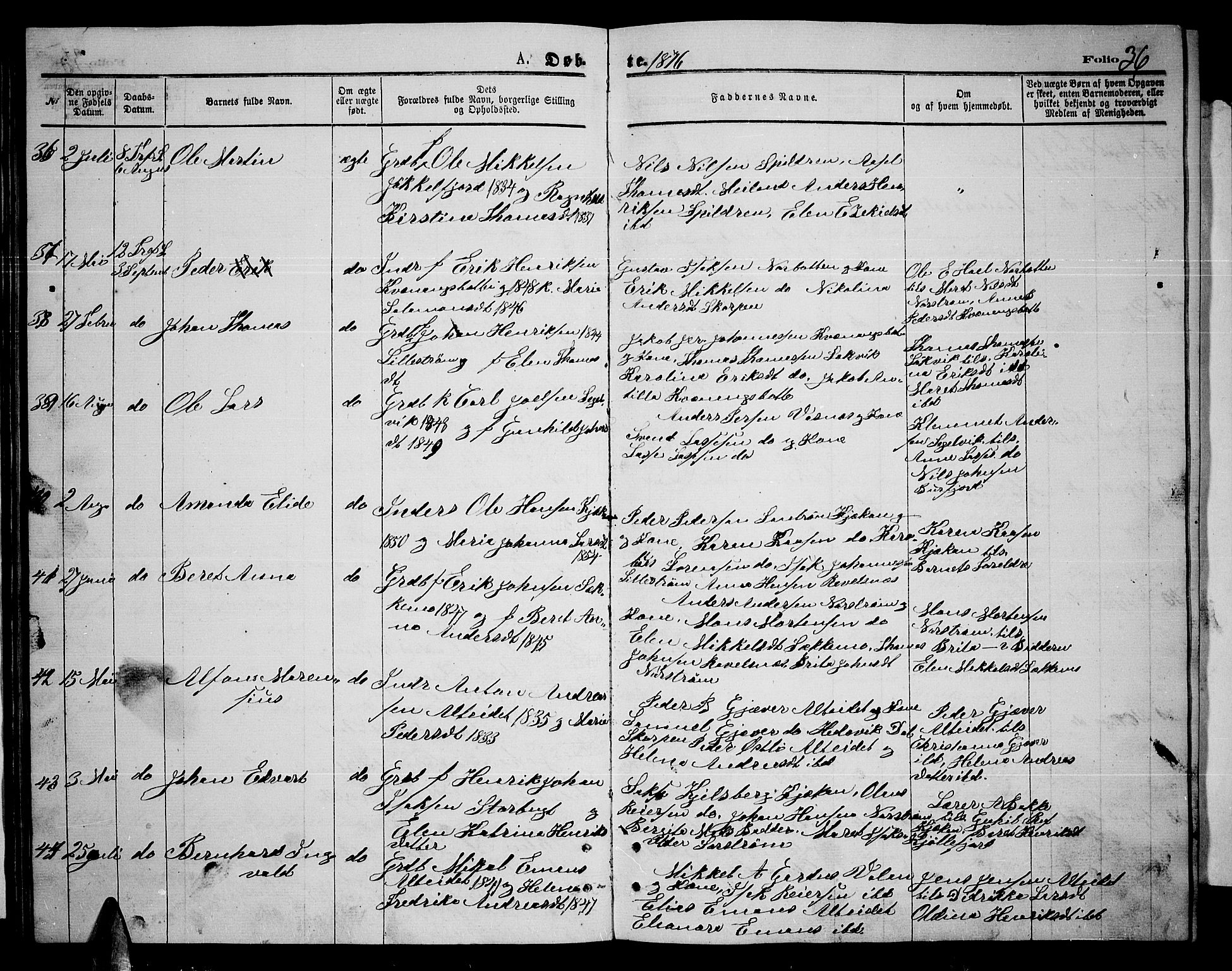 Skjervøy sokneprestkontor, AV/SATØ-S-1300/H/Ha/Hab/L0014klokker: Klokkerbok nr. 14, 1871-1877, s. 36