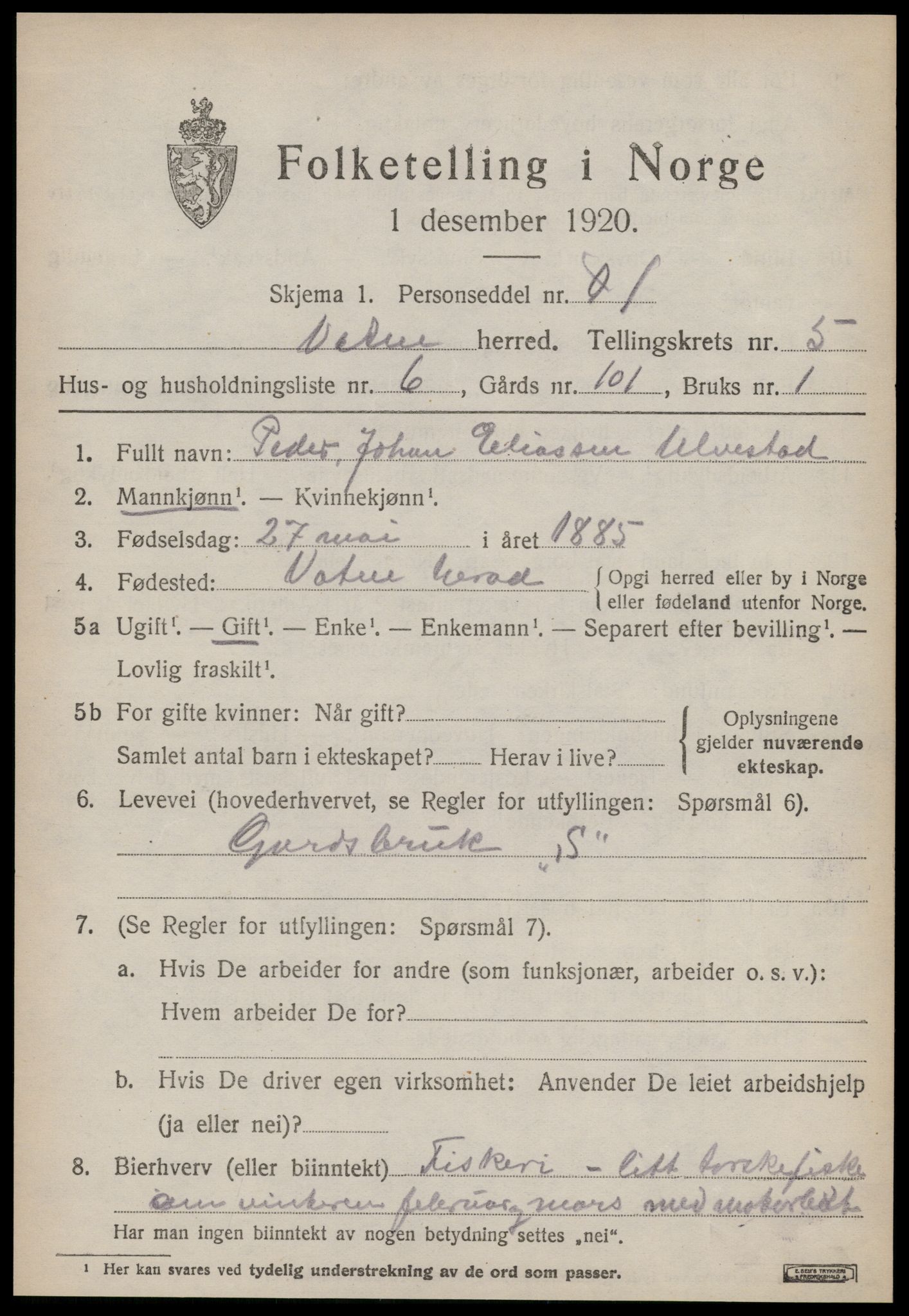 SAT, Folketelling 1920 for 1530 Vatne herred, 1920, s. 2226