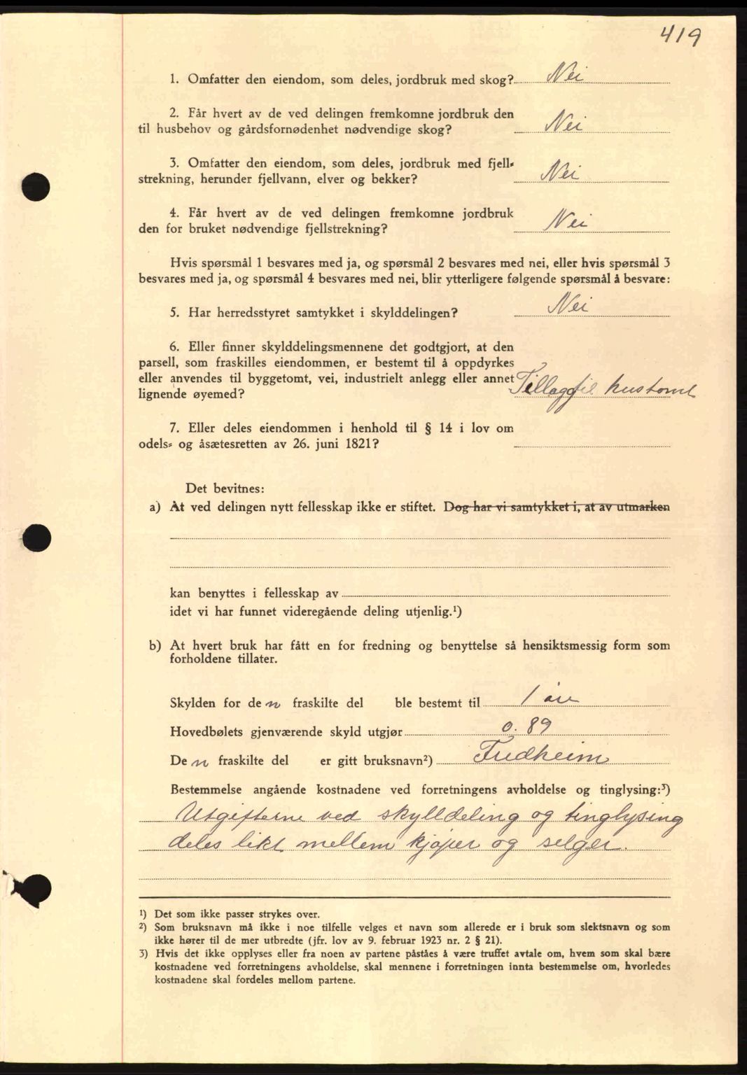 Nordmøre sorenskriveri, AV/SAT-A-4132/1/2/2Ca: Pantebok nr. A93, 1942-1942, Dagboknr: 2089/1942