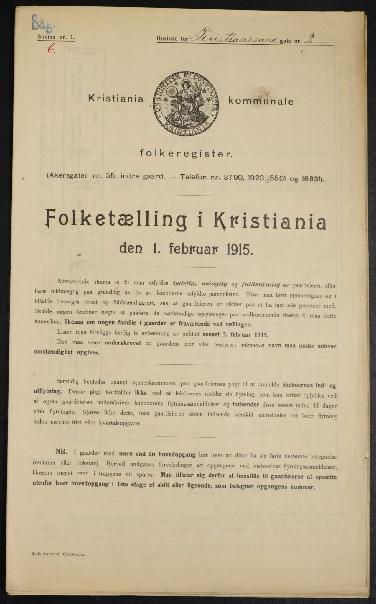 OBA, Kommunal folketelling 1.2.1915 for Kristiania, 1915, s. 53742