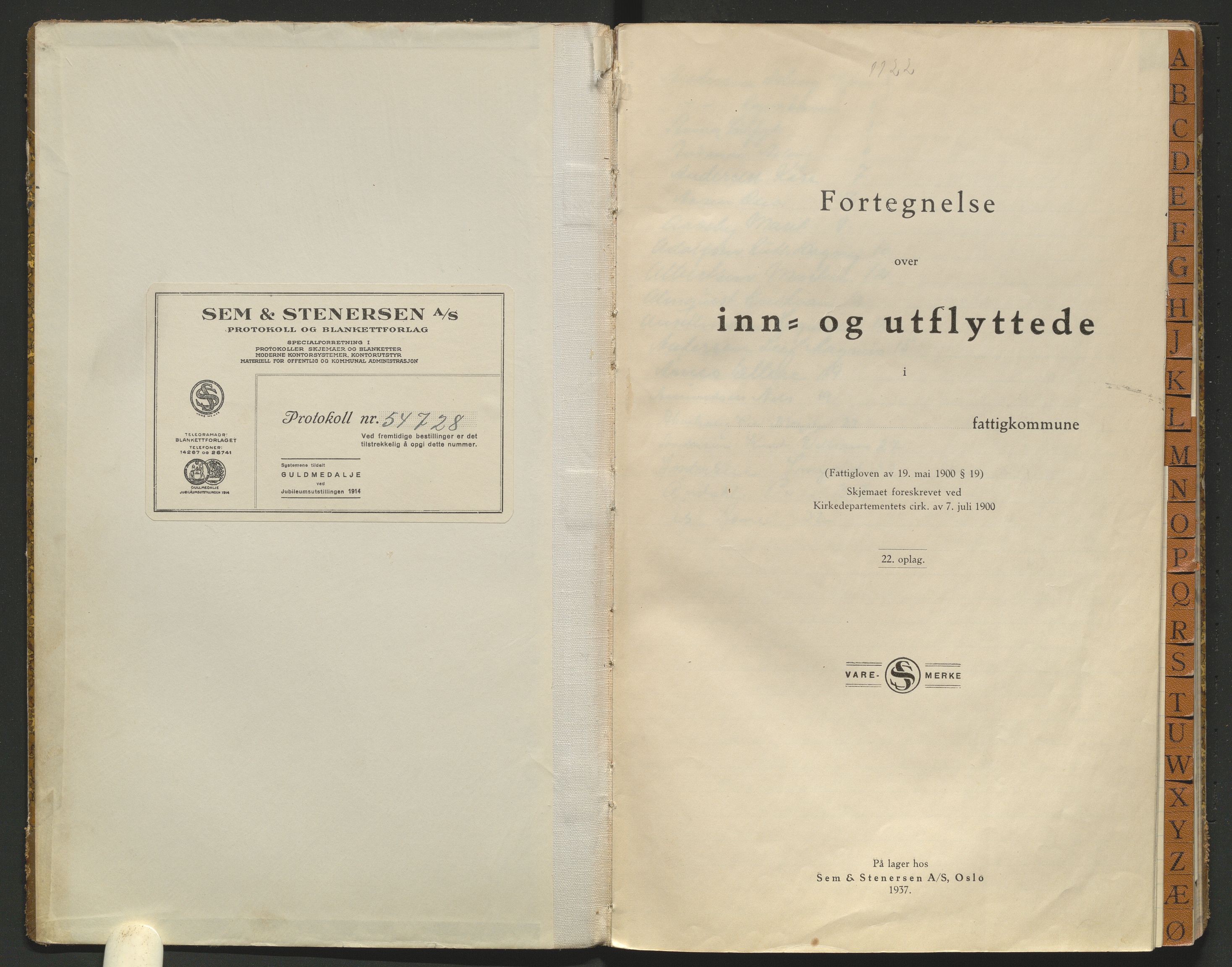 Åsnes lensmannskontor, AV/SAH-LHÅ-025/L/La/L0001/0002: Protokoller over inn- og utflyttede / Protokoll over inn- og utflyttede, 1940-1943