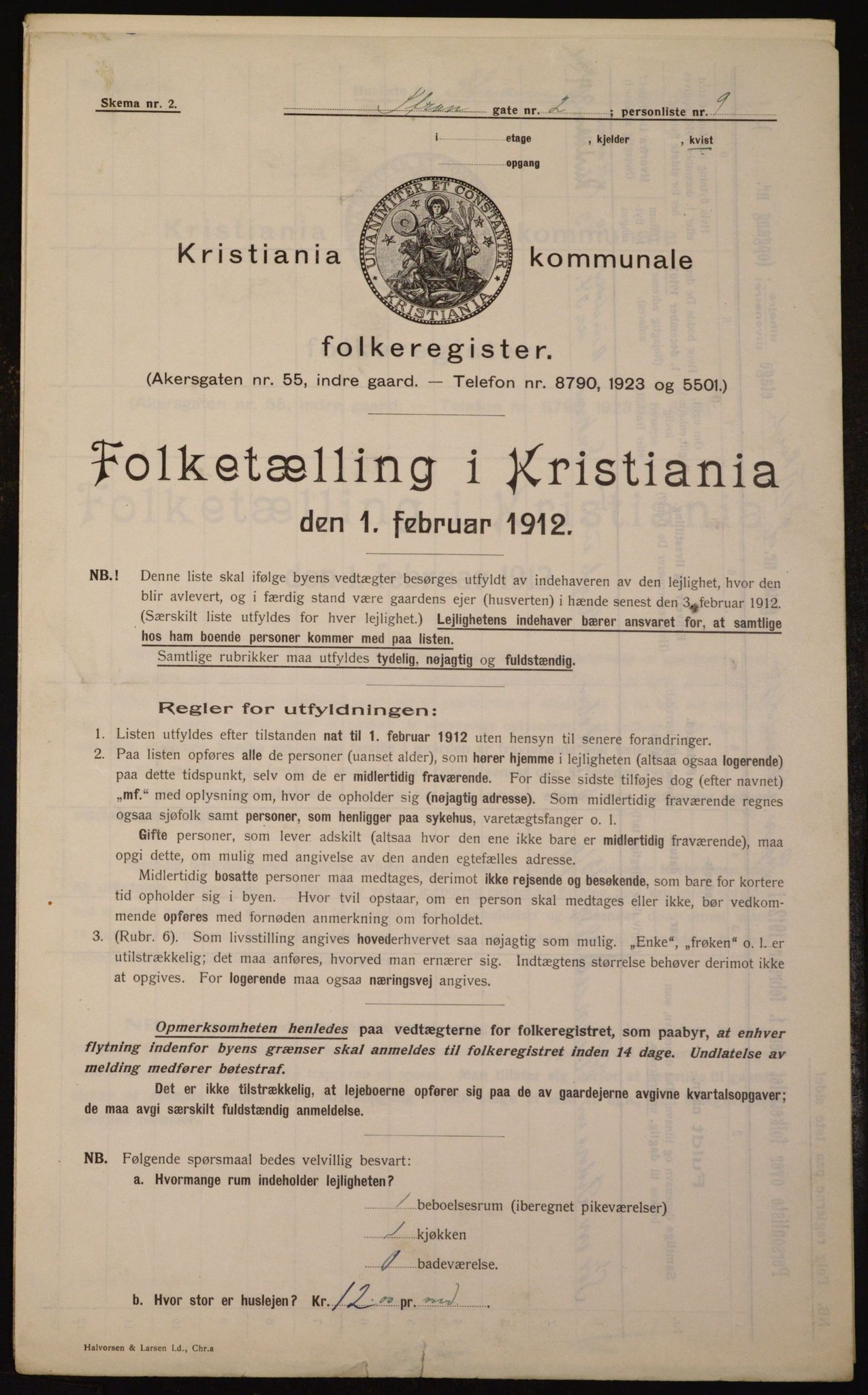 OBA, Kommunal folketelling 1.2.1912 for Kristiania, 1912, s. 103693