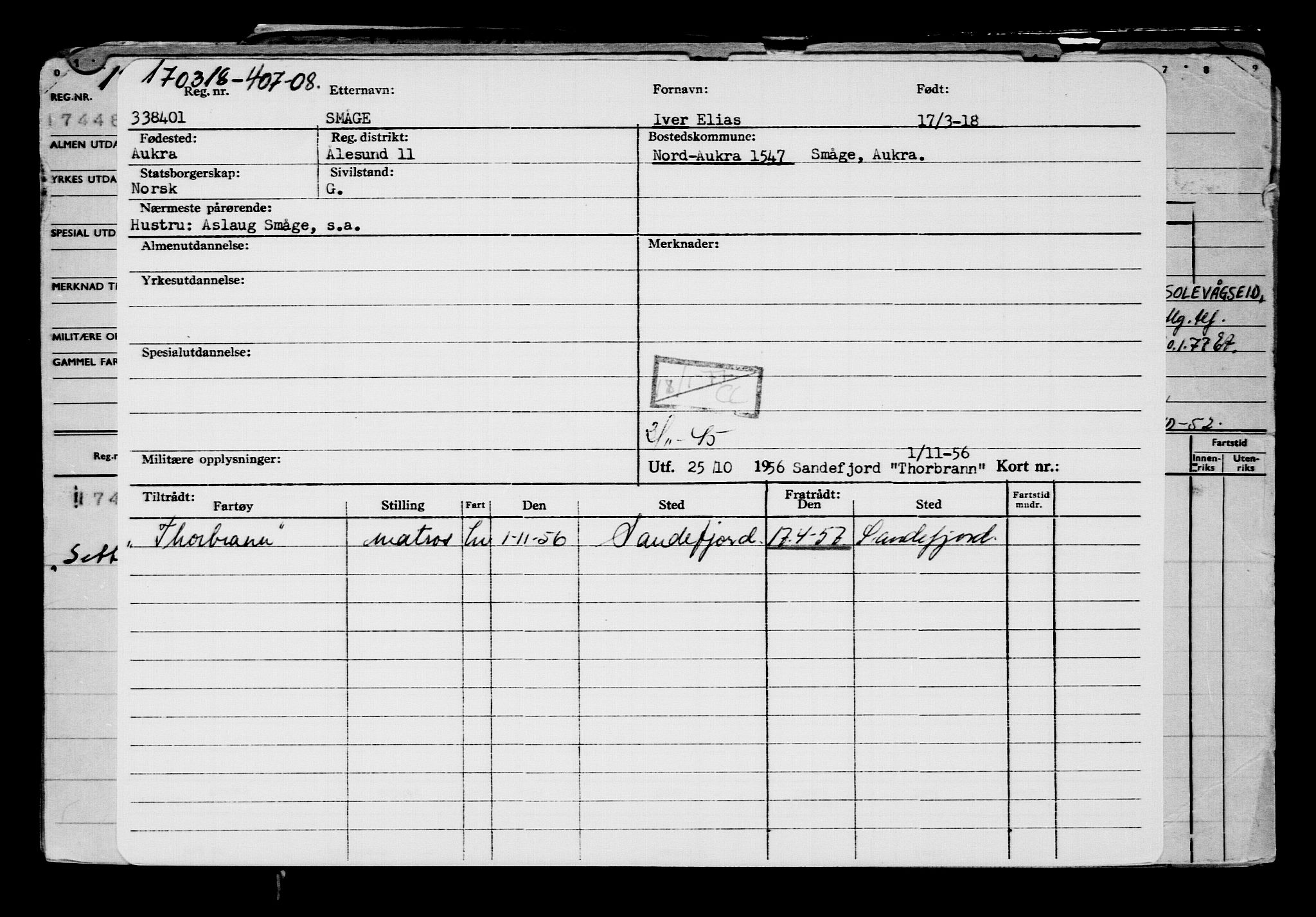 Direktoratet for sjømenn, AV/RA-S-3545/G/Gb/L0156: Hovedkort, 1918, s. 394