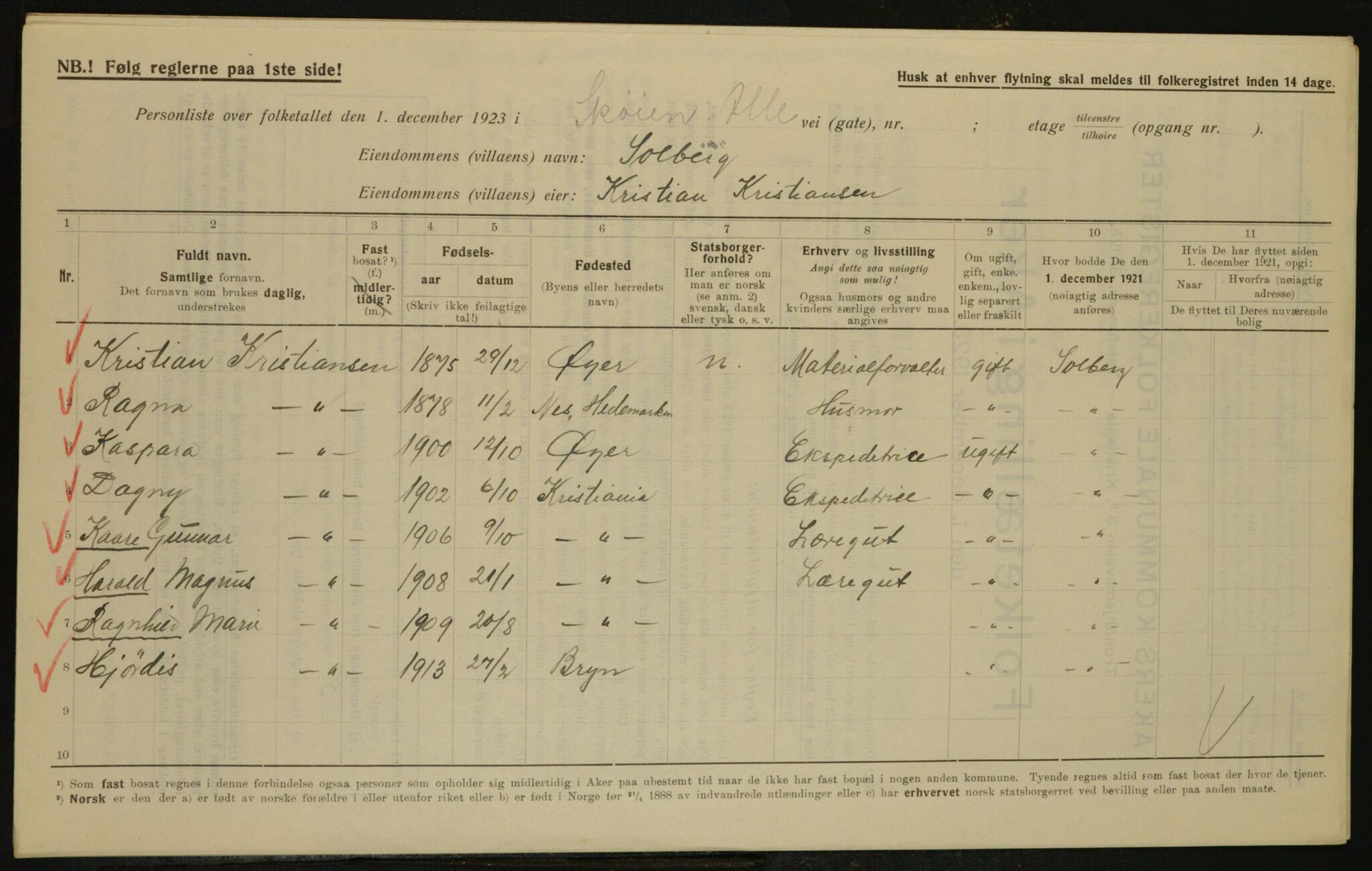 , Kommunal folketelling 1.12.1923 for Aker, 1923, s. 30664