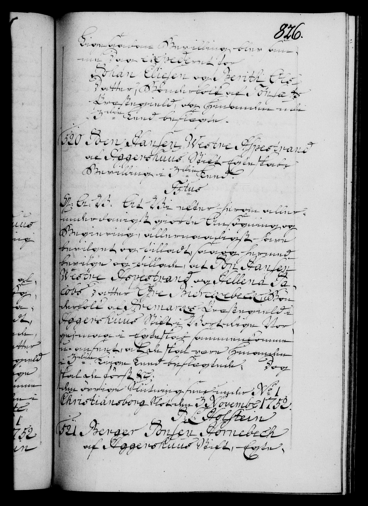 Danske Kanselli 1572-1799, RA/EA-3023/F/Fc/Fca/Fcaa/L0037: Norske registre, 1751-1752, s. 826a