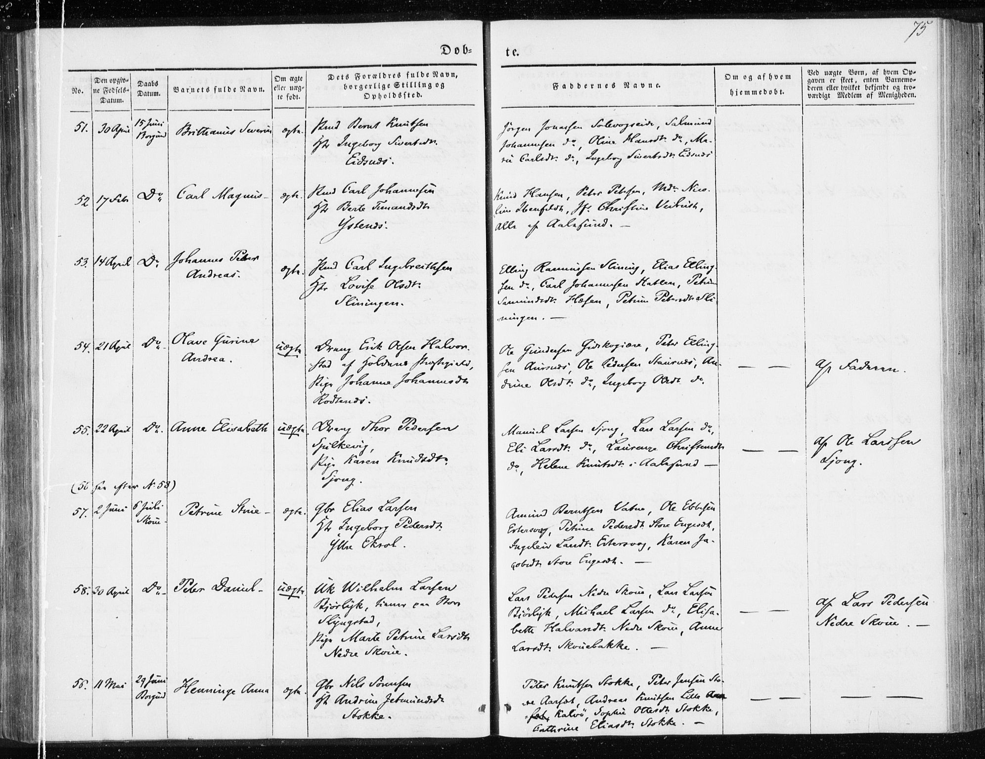 Ministerialprotokoller, klokkerbøker og fødselsregistre - Møre og Romsdal, AV/SAT-A-1454/528/L0415: Residerende kapellans bok nr. 528B03, 1843-1852, s. 75