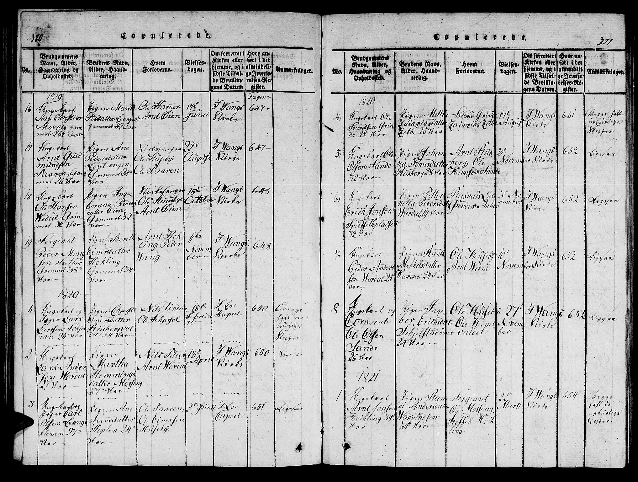 Ministerialprotokoller, klokkerbøker og fødselsregistre - Nord-Trøndelag, SAT/A-1458/714/L0132: Klokkerbok nr. 714C01, 1817-1824, s. 370-371