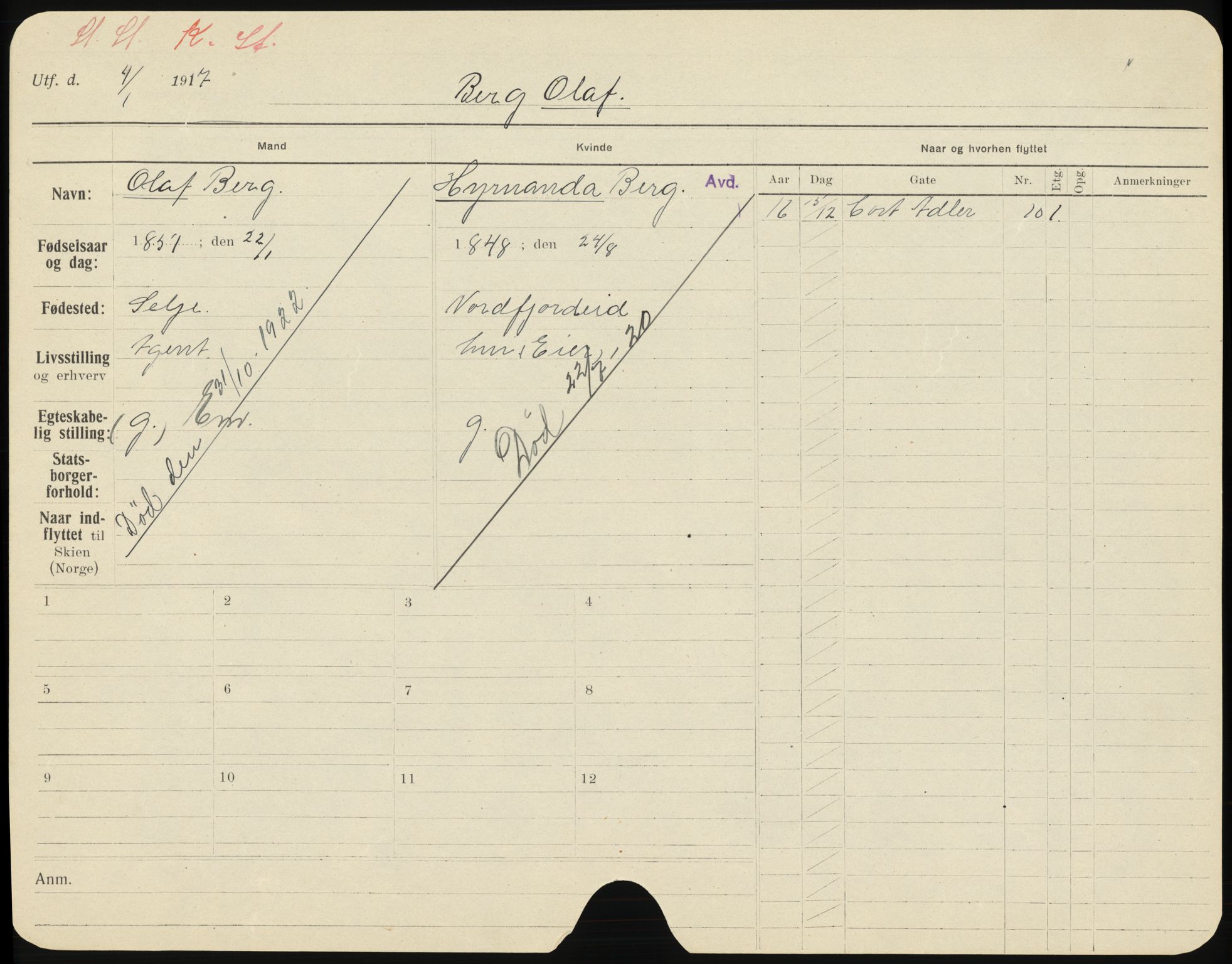 Skien folkeregister, AV/SAKO-A-425/H/Ha/L0001: Døde, 1916-1929, s. 883