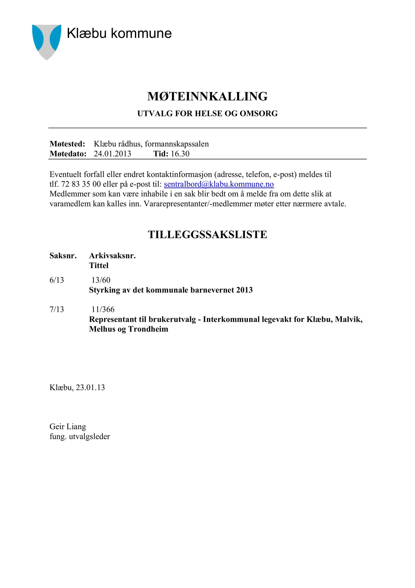 Klæbu Kommune, TRKO/KK/05-UOm/L004: Utvalg for omsorg - Møtedokumenter, 2013, s. 58