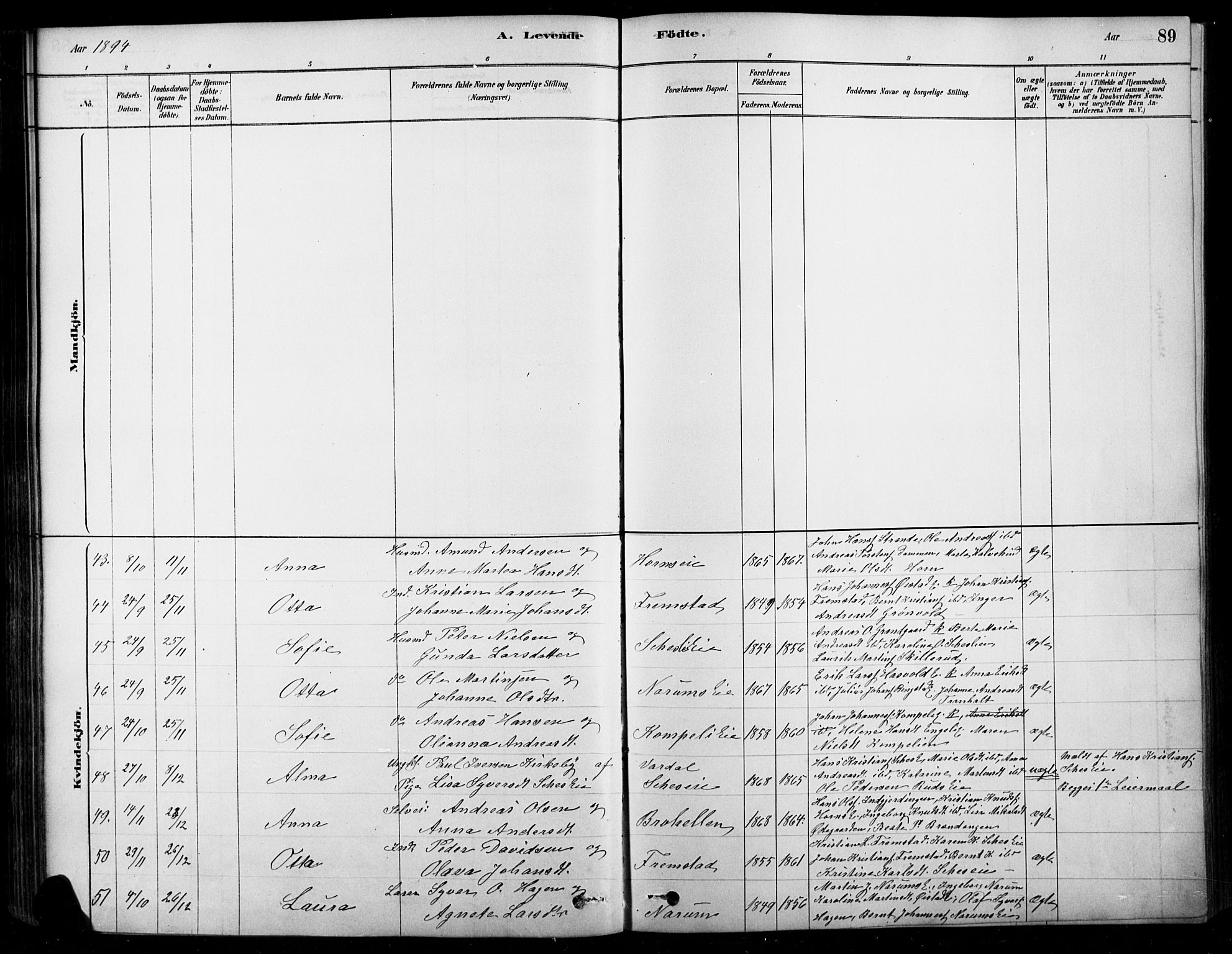 Søndre Land prestekontor, AV/SAH-PREST-122/K/L0003: Ministerialbok nr. 3, 1878-1894, s. 89